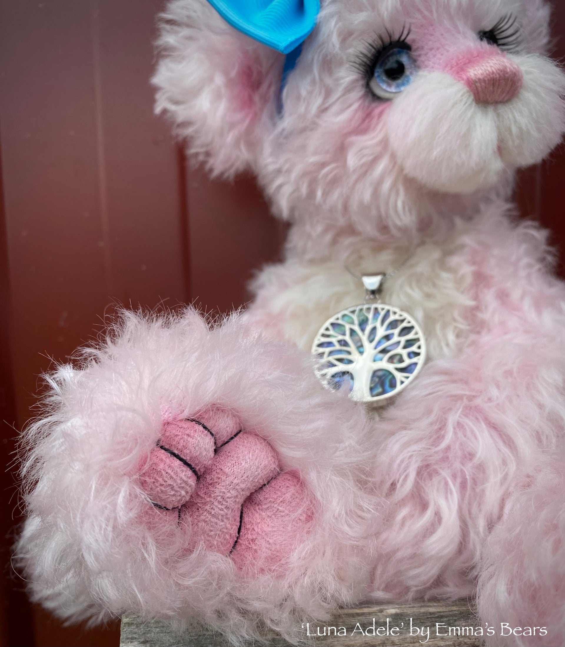 Luna Adele - 12" curly kid mohair artist panda bear by Emma's Bears - OOAK