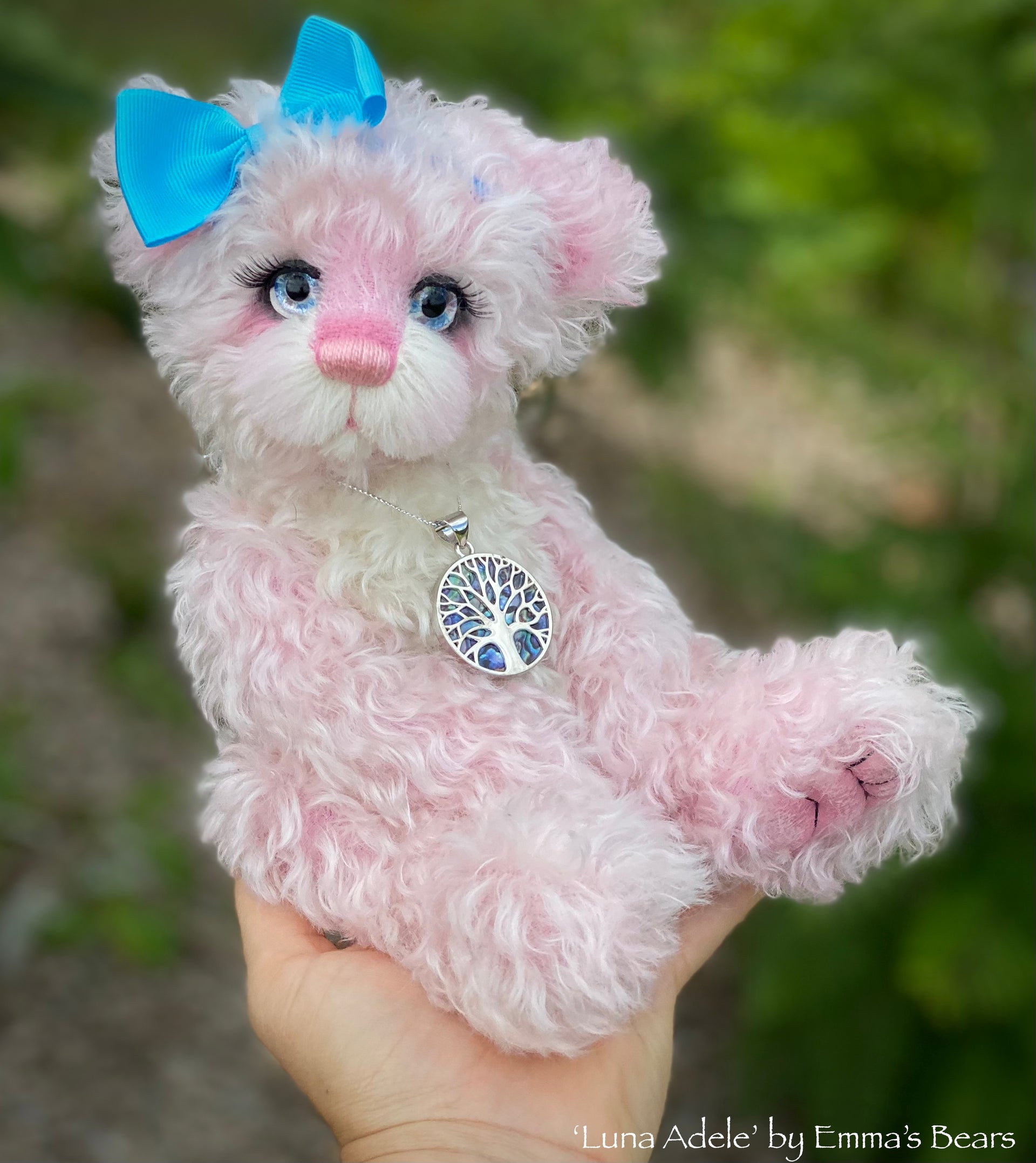 Luna Adele - 12" curly kid mohair artist panda bear by Emma's Bears - OOAK