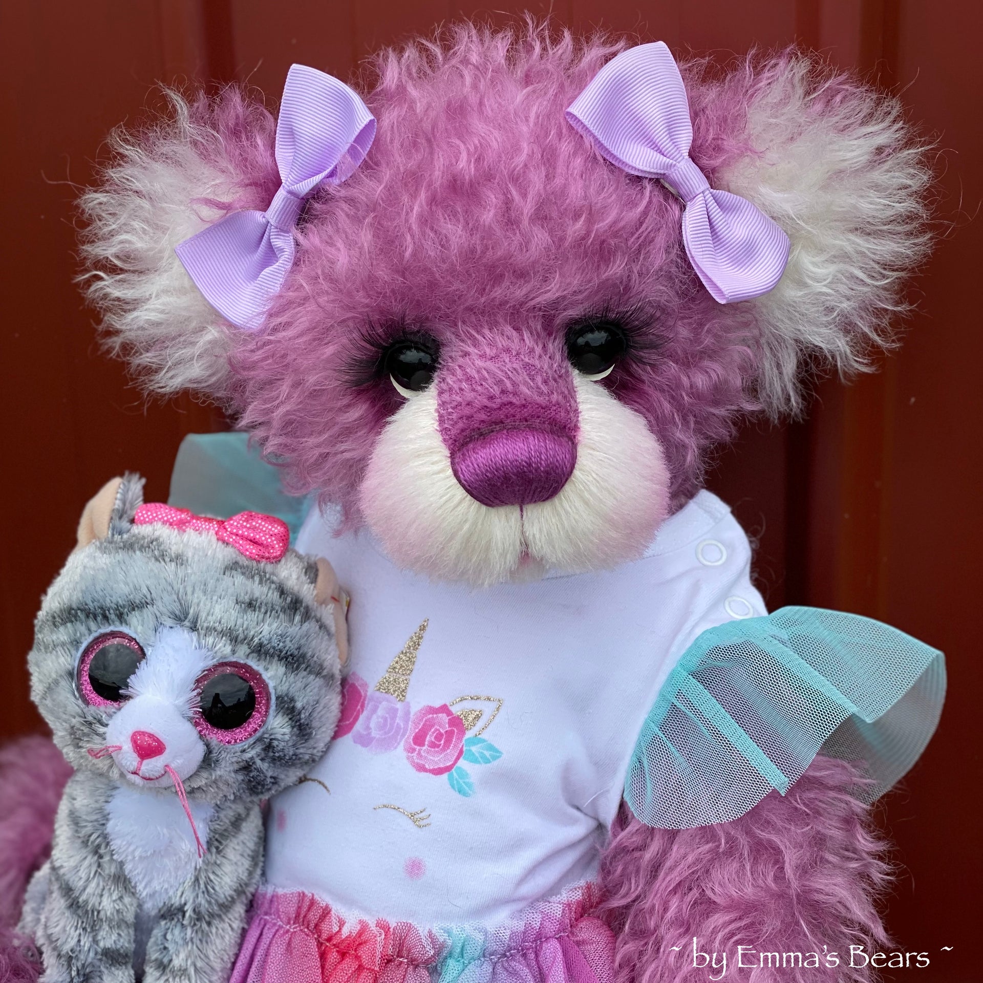 Copy of Unnamed Custom Bear THREE - 18" Lilac and White Mohair and Alpaca Artist Baby Bear by Emma's Bears - OOAK