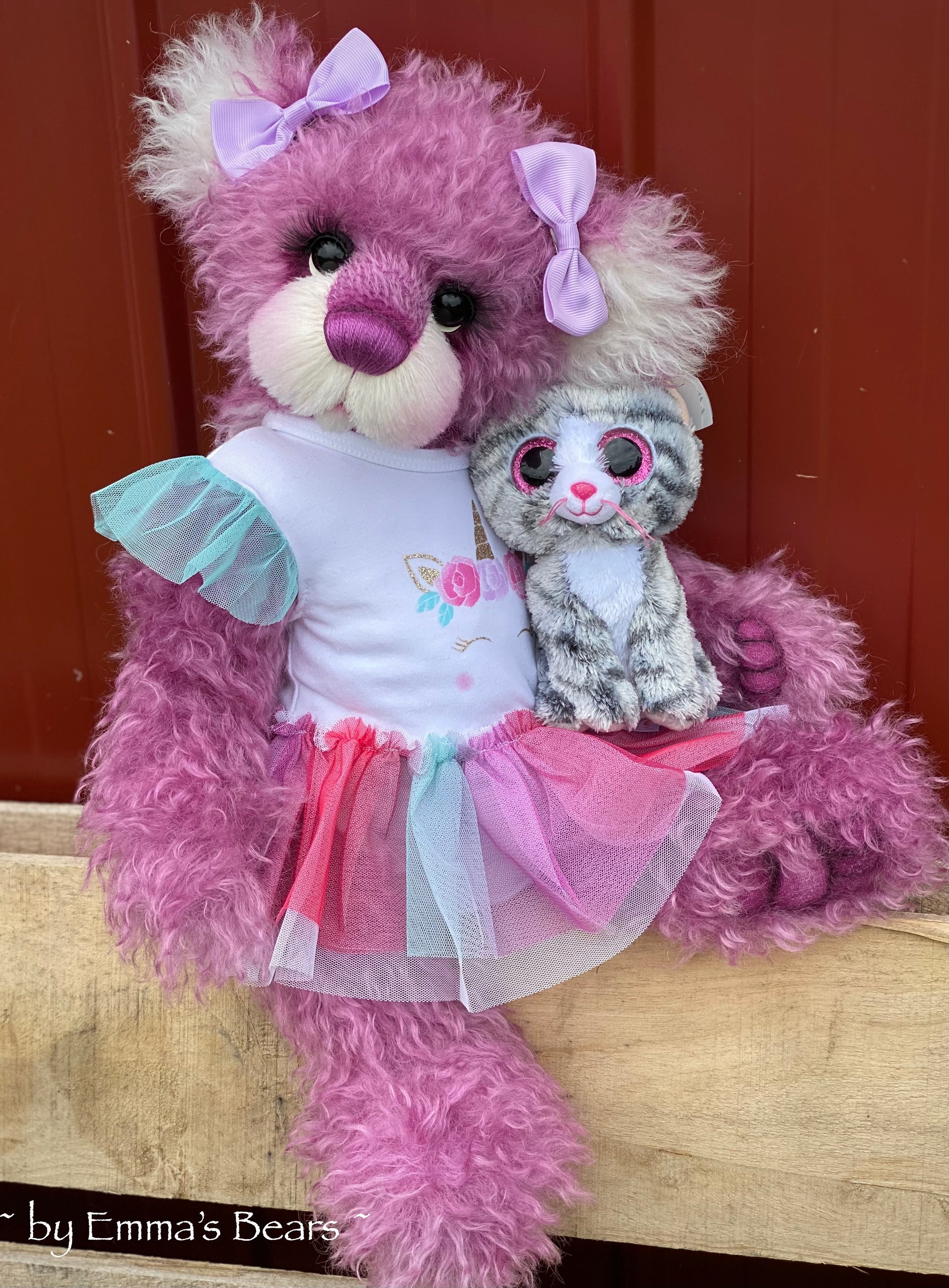 Copy of Unnamed Custom Bear THREE - 18" Lilac and White Mohair and Alpaca Artist Baby Bear by Emma's Bears - OOAK