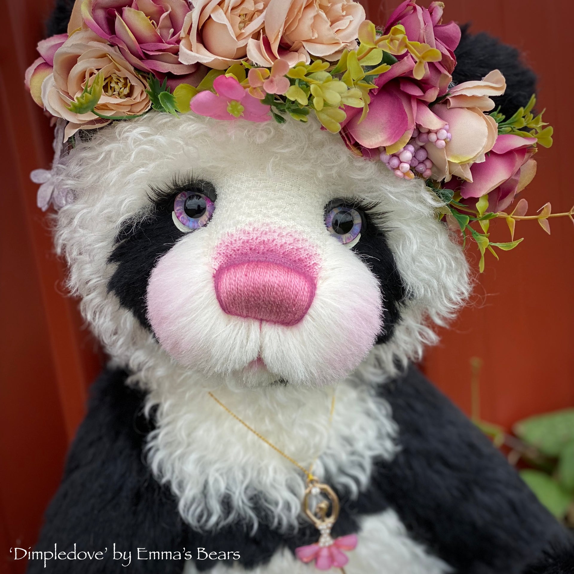 Dimpledove - 20" mohair artist panda bear by Emma's Bears - OOAK