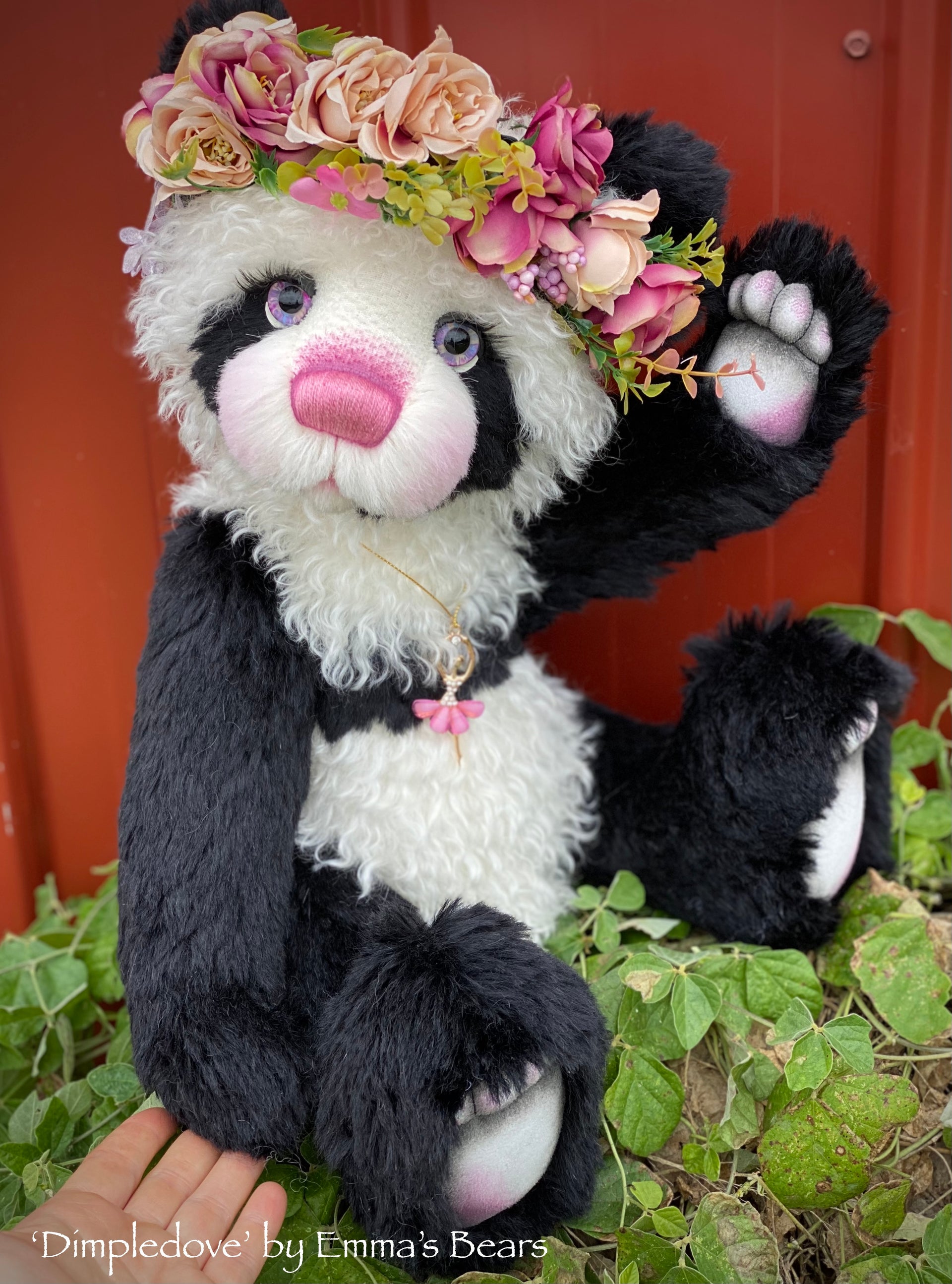 Dimpledove - 20" mohair artist panda bear by Emma's Bears - OOAK