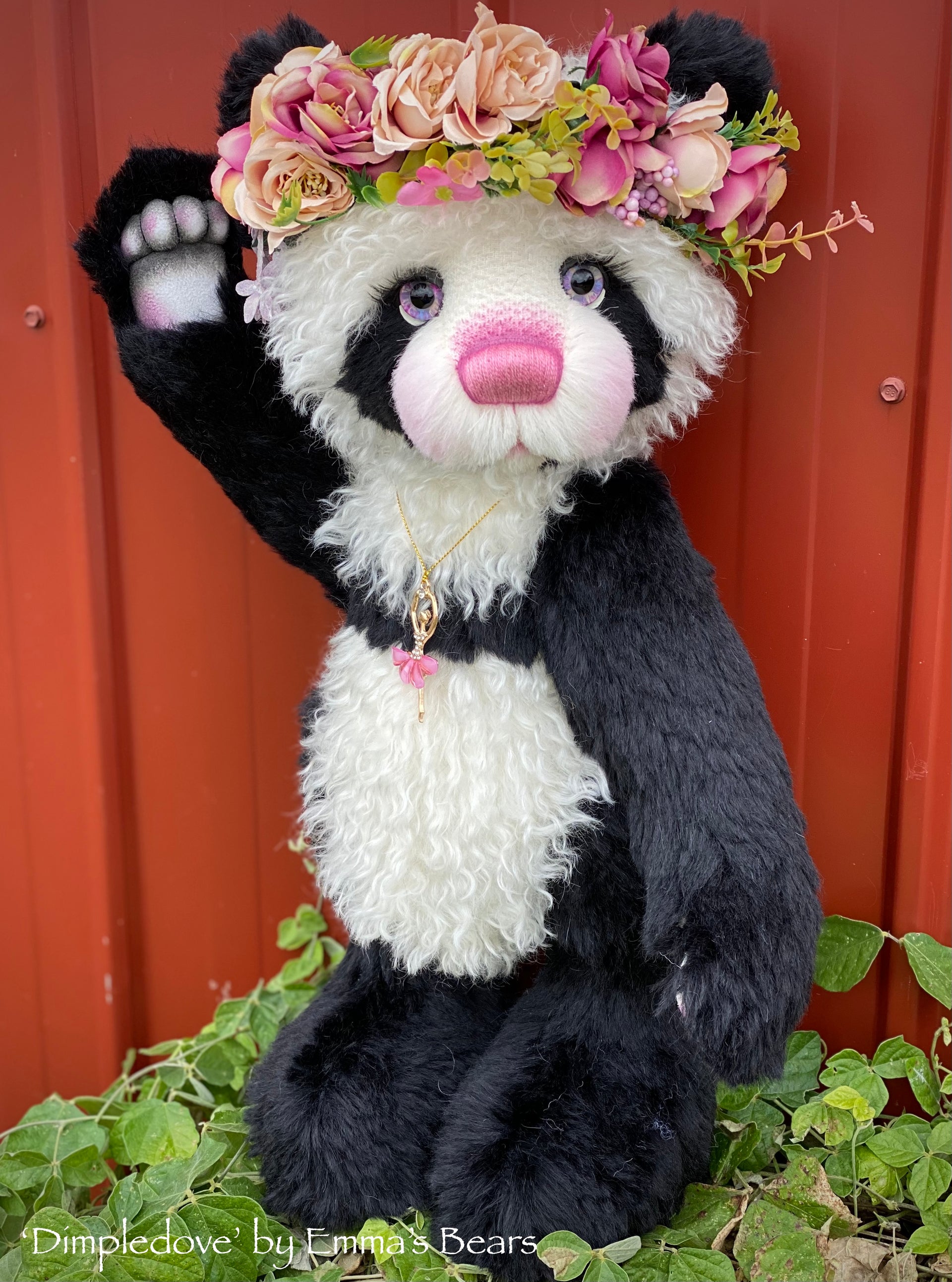 Dimpledove - 20" mohair artist panda bear by Emma's Bears - OOAK