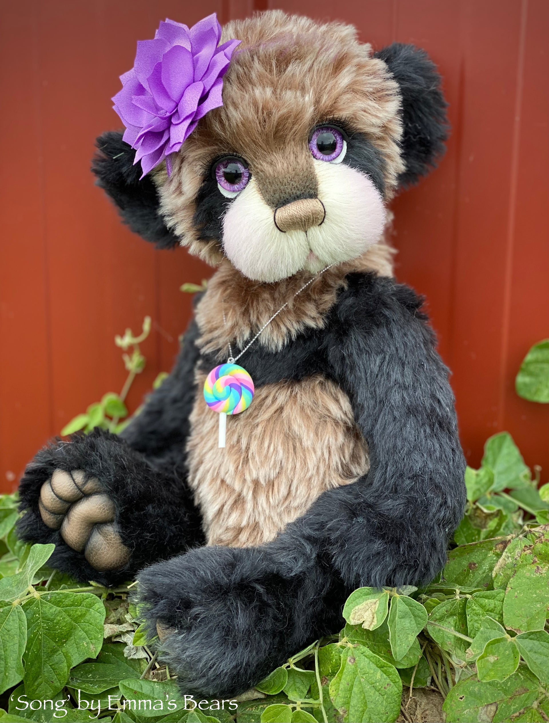 Song - 16" mohair artist panda bear by Emma's Bears - OOAK