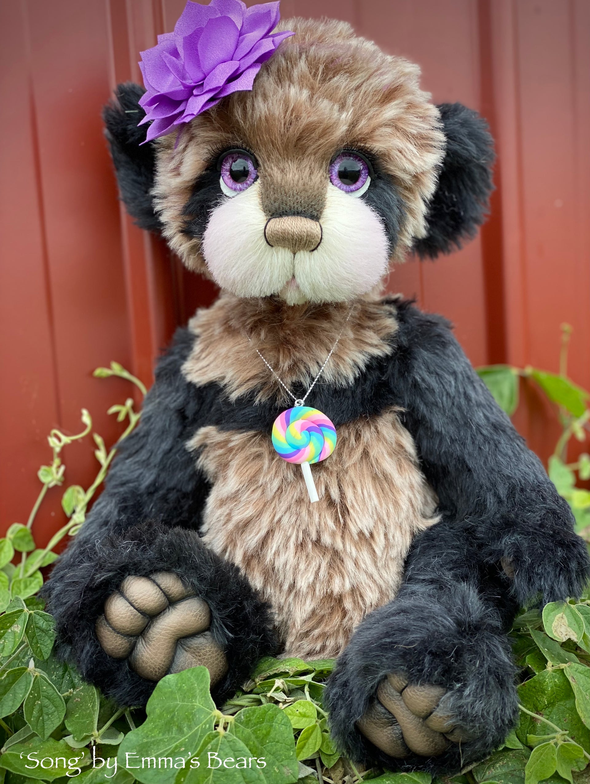 Song - 16" mohair artist panda bear by Emma's Bears - OOAK
