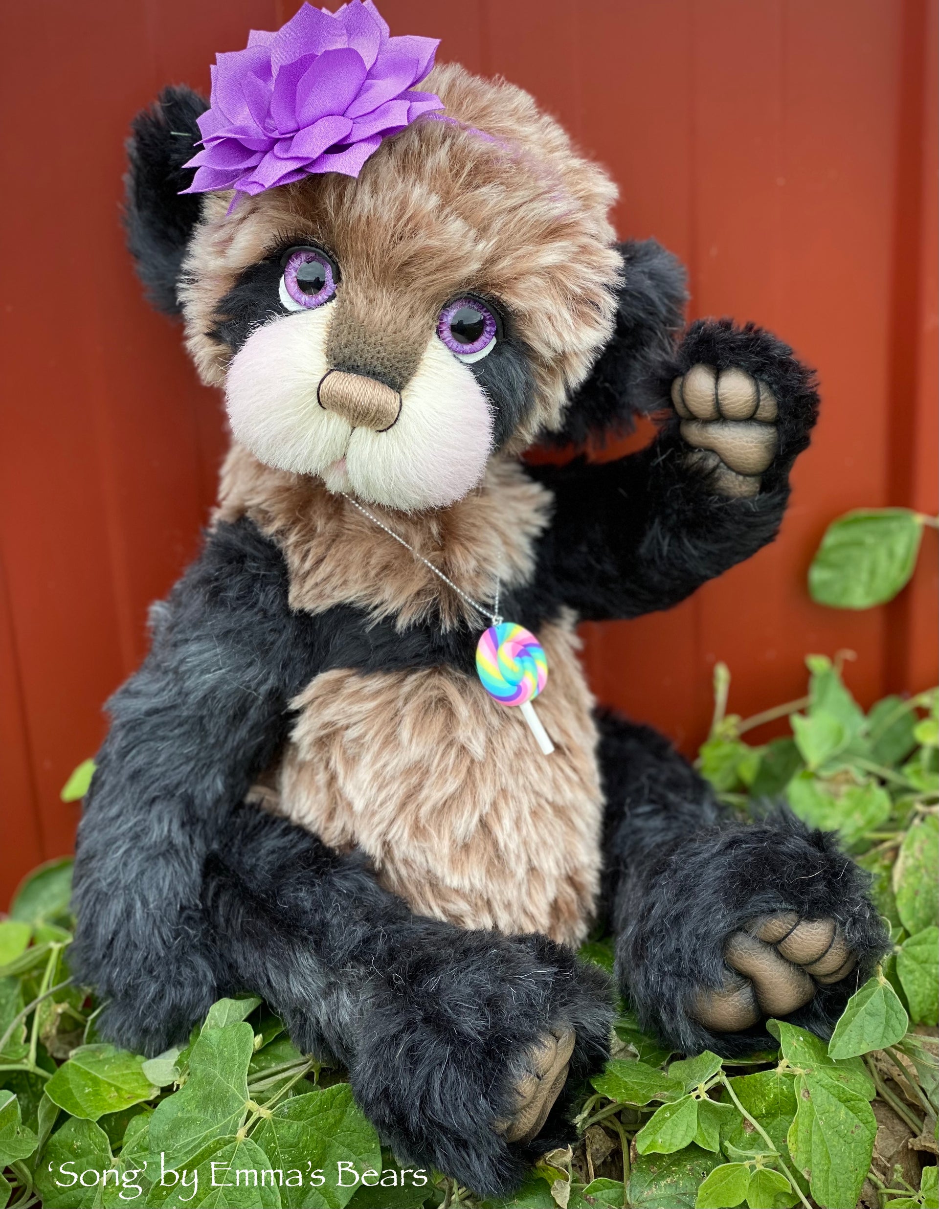 Song - 16" mohair artist panda bear by Emma's Bears - OOAK