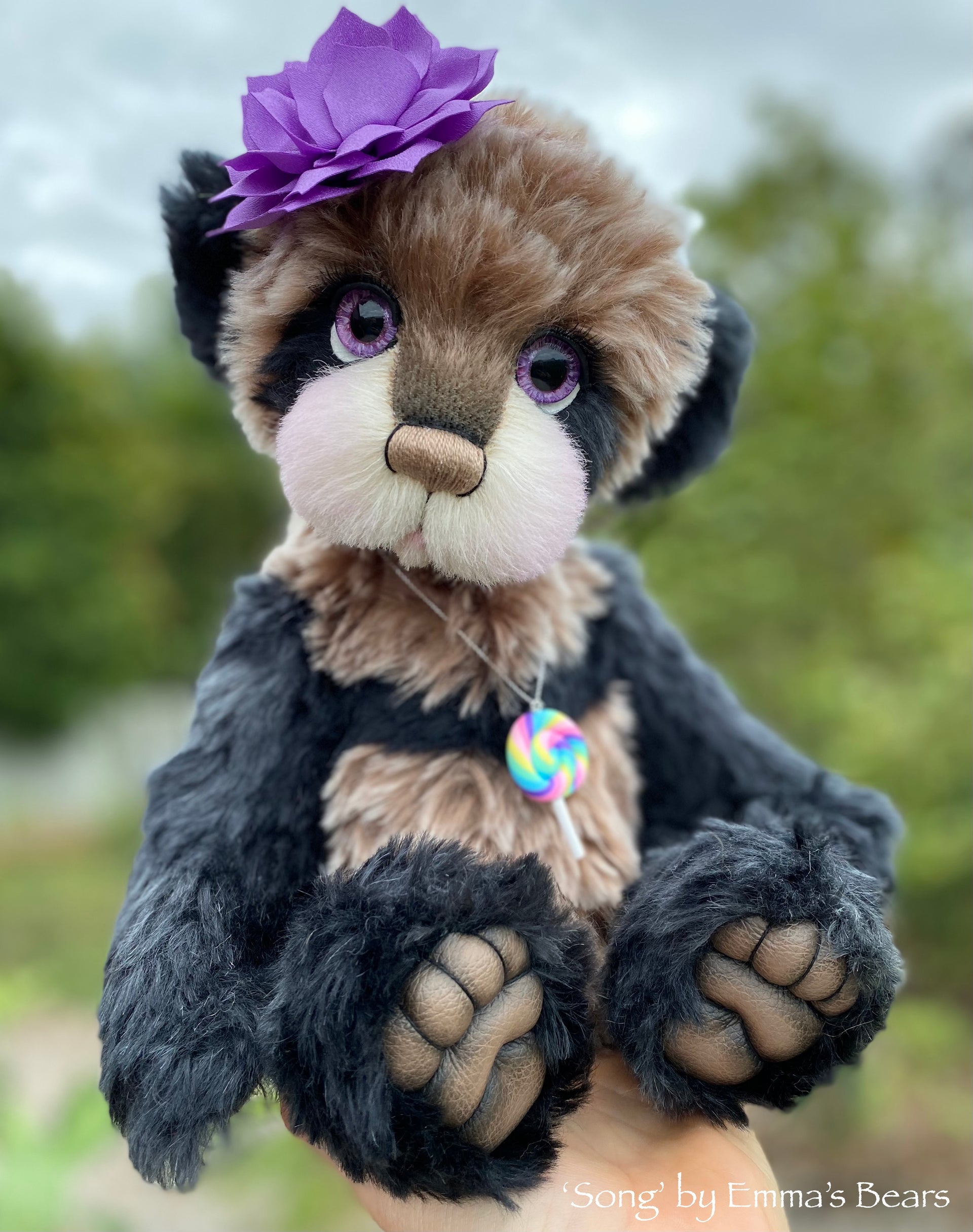 Song - 16" mohair artist panda bear by Emma's Bears - OOAK
