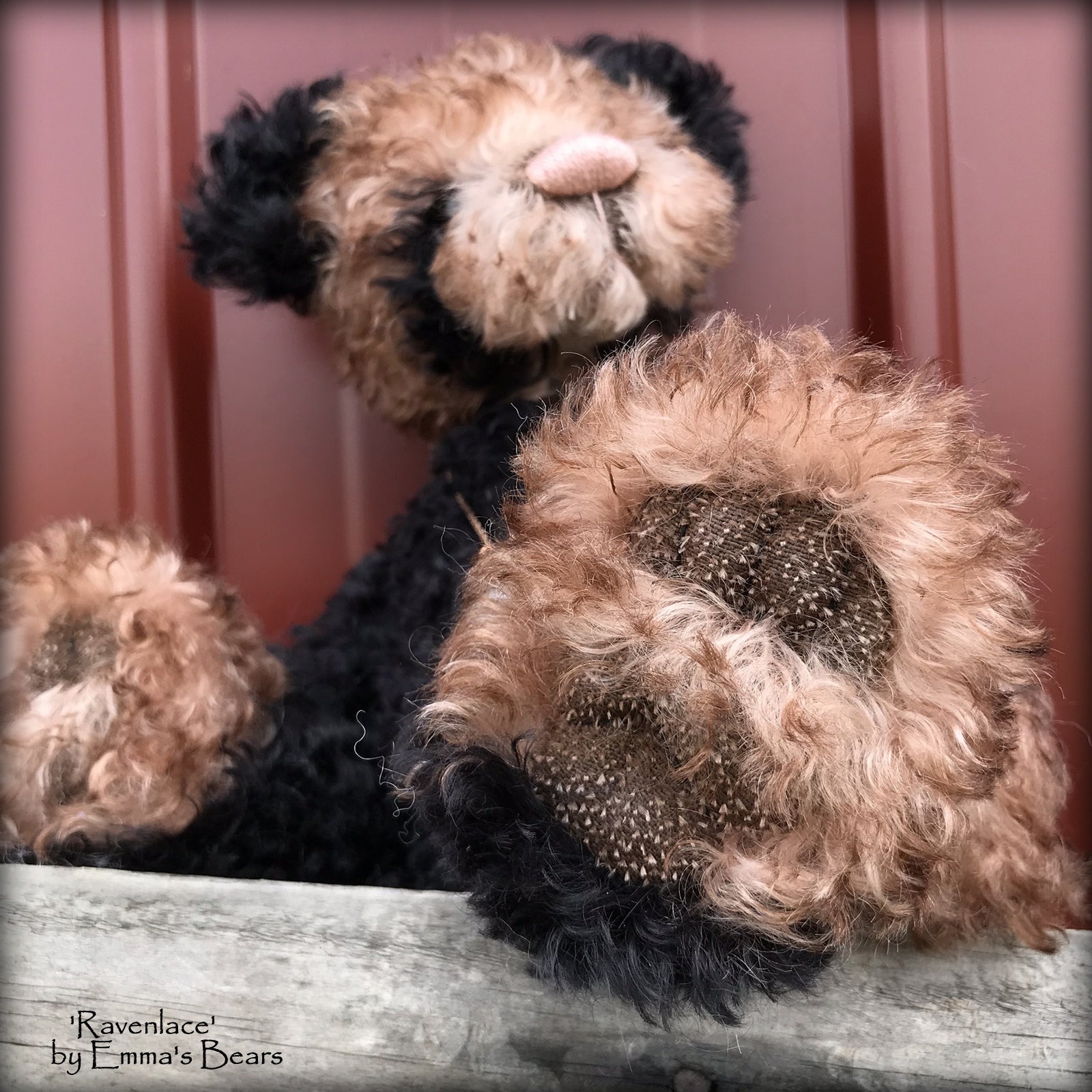 Ravenlace - 12" curly kid mohair Artist Bear by Emma's Bears - OOAK