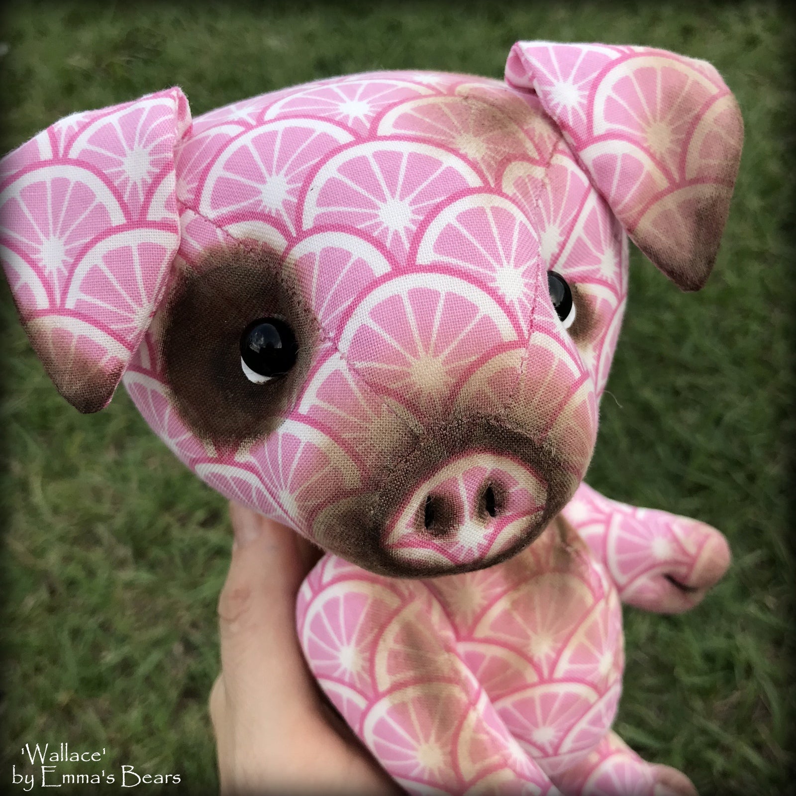 Wallace - 9" COTTON Artist Pig by Emmas Bears - OOAK
