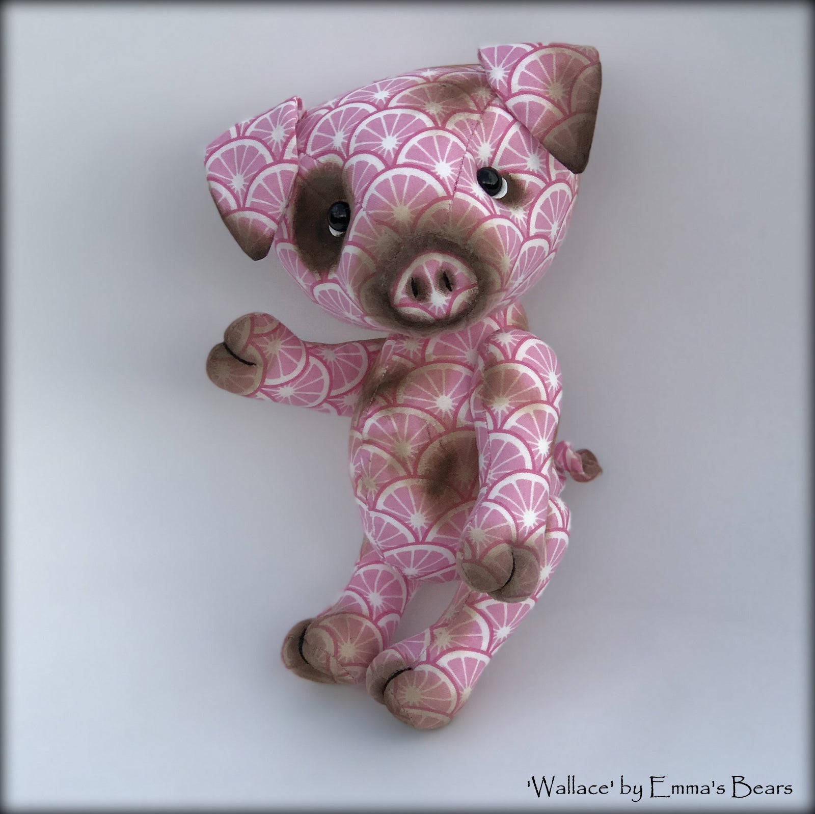 Wallace - 9" COTTON Artist Pig by Emmas Bears - OOAK