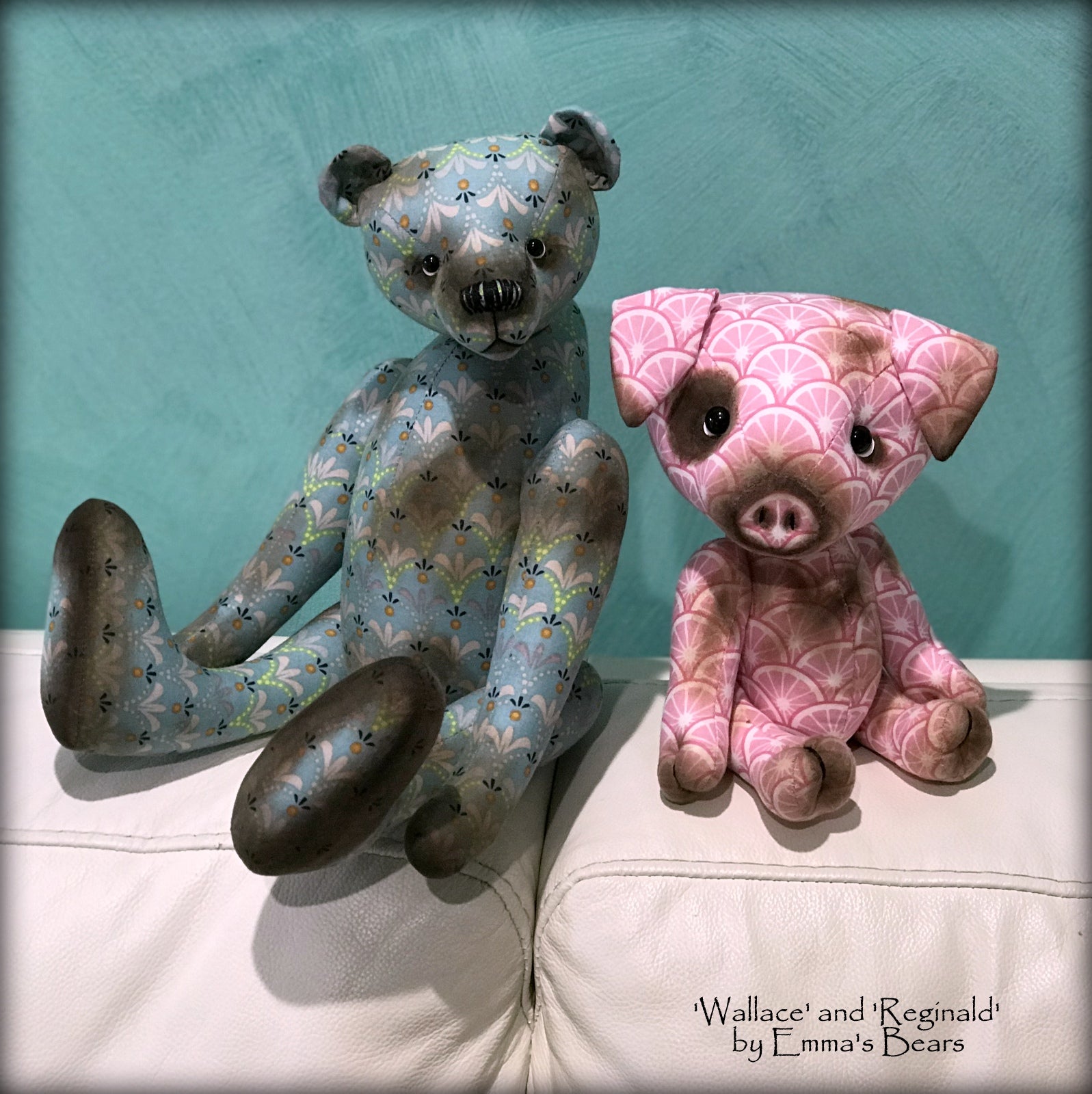 Wallace - 9" COTTON Artist Pig by Emmas Bears - OOAK
