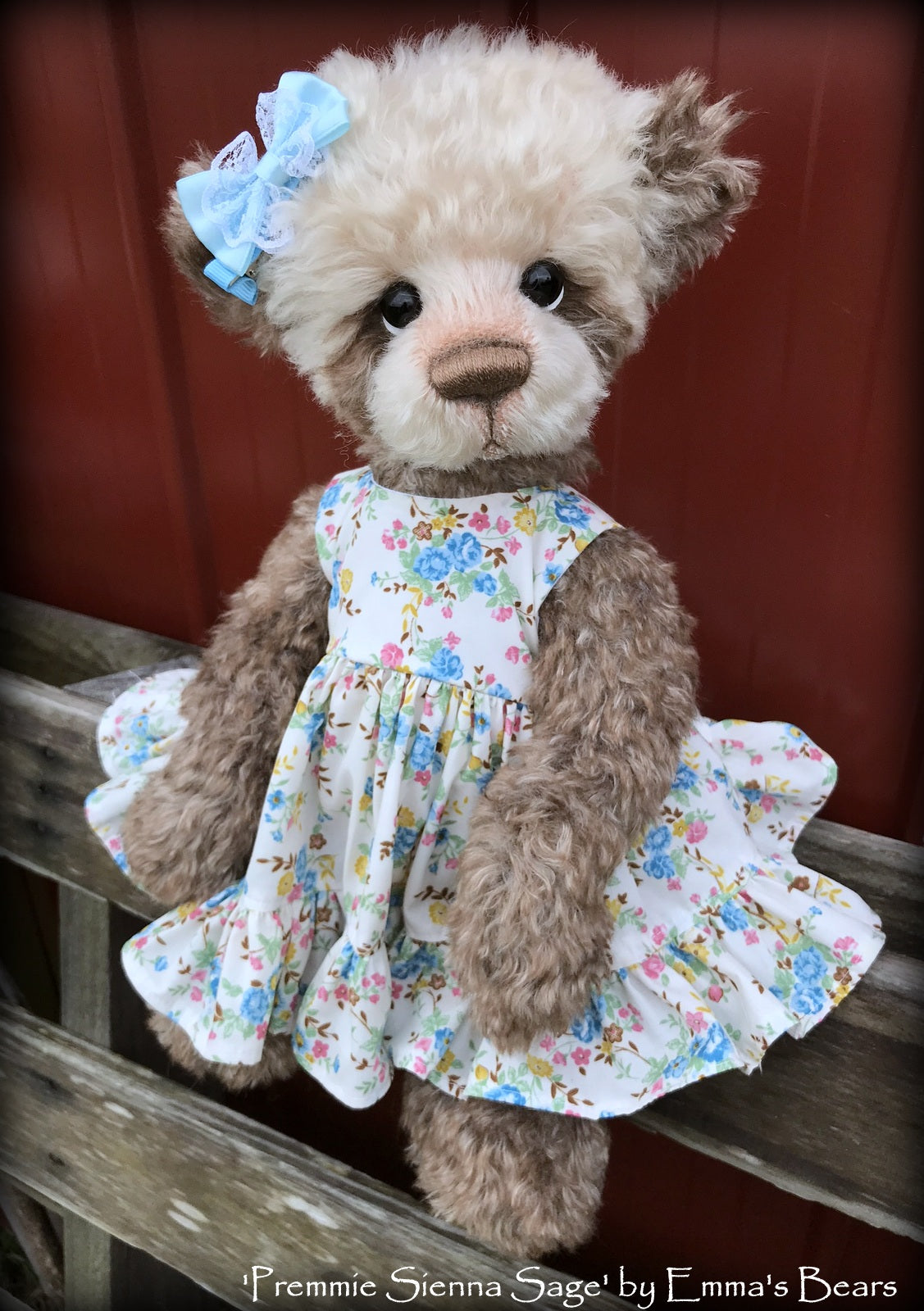 Premmie Sienna Sage - 16in hand dyed MOHAIR Artist baby style Bear by Emmas Bears - OOAK