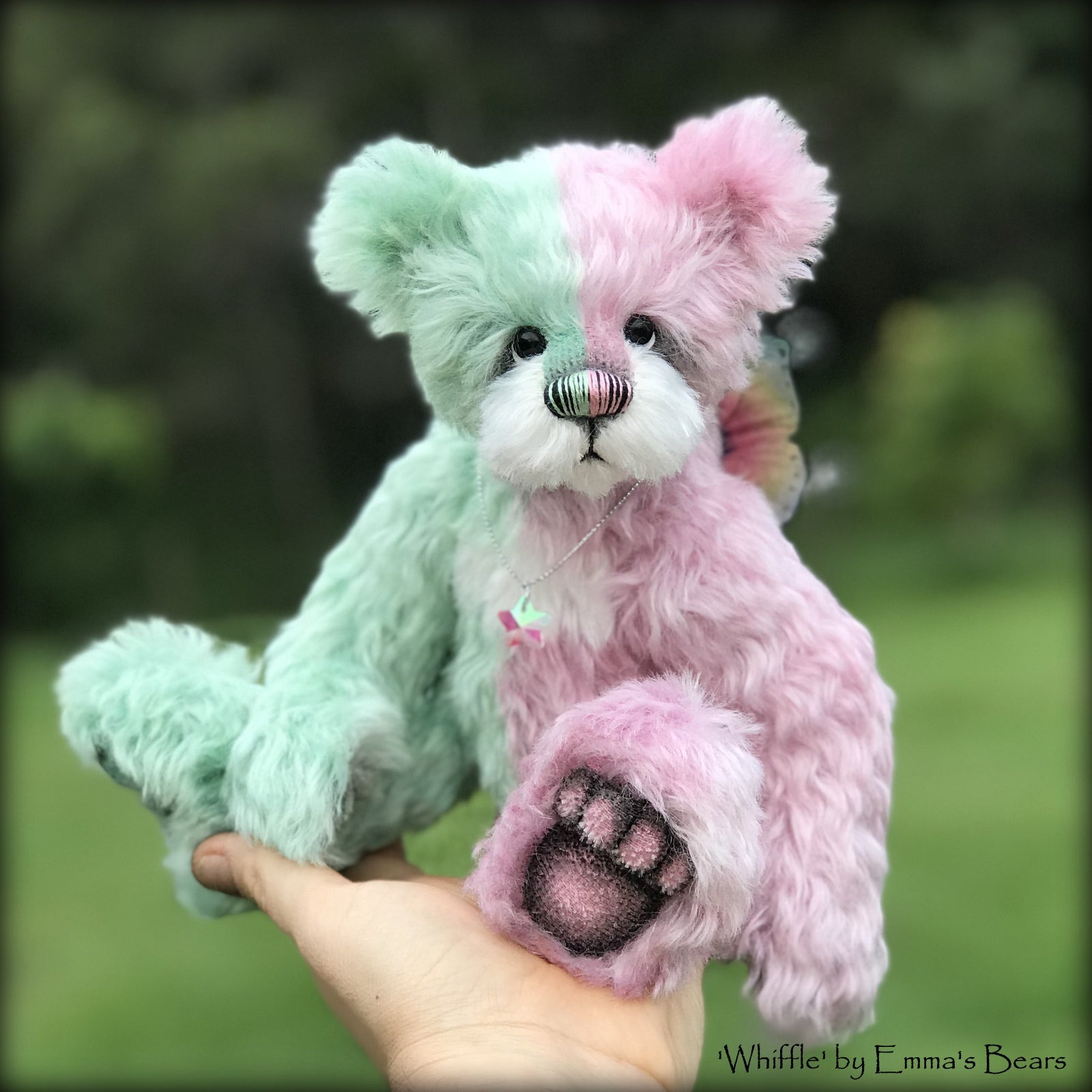 Whiffle - 10" Hand dyed artist Easter Butterfly Bear by Emma's Bears - OOAK