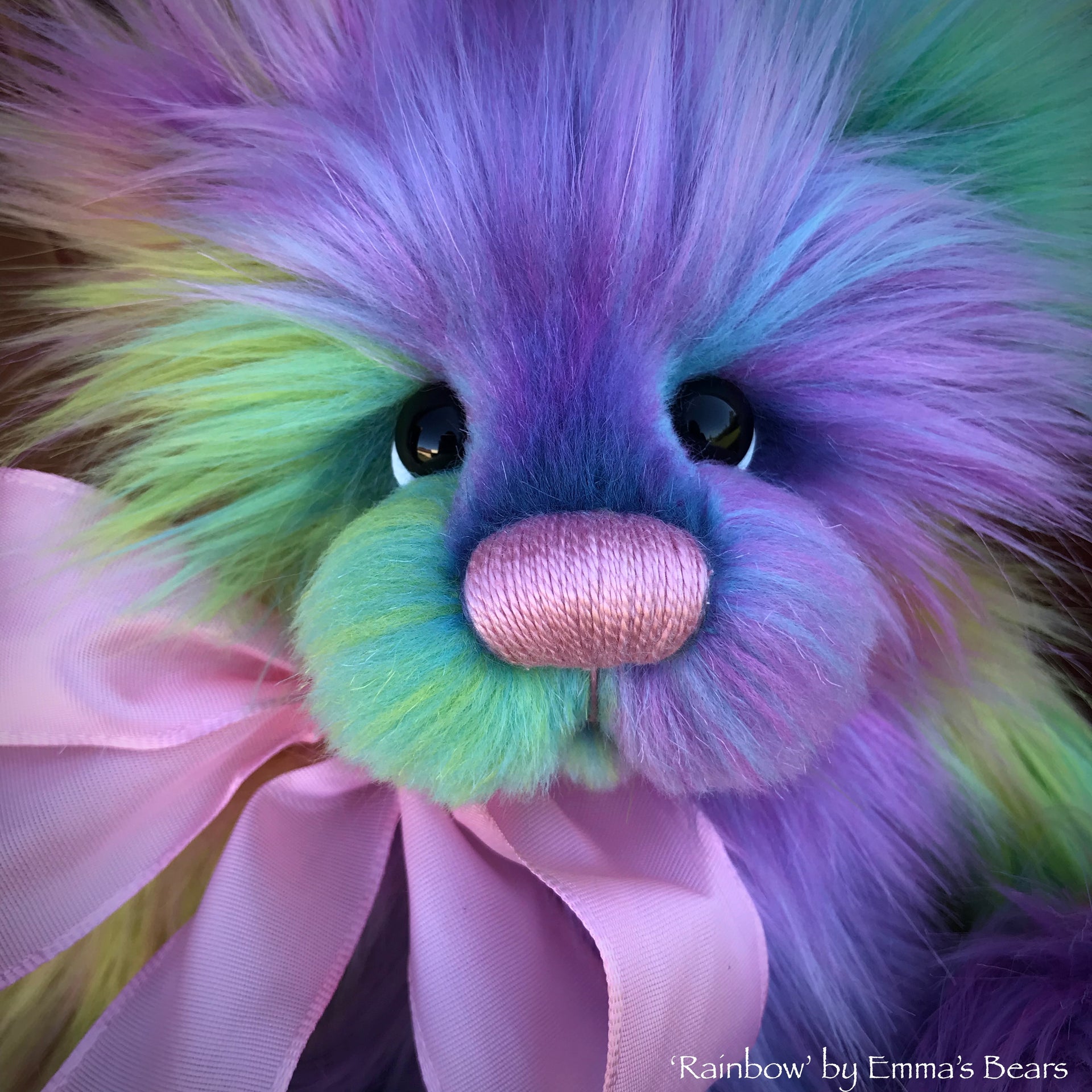 Rainbow - 13" faux fur Artist Bear by Emma's Bears - OOAK
