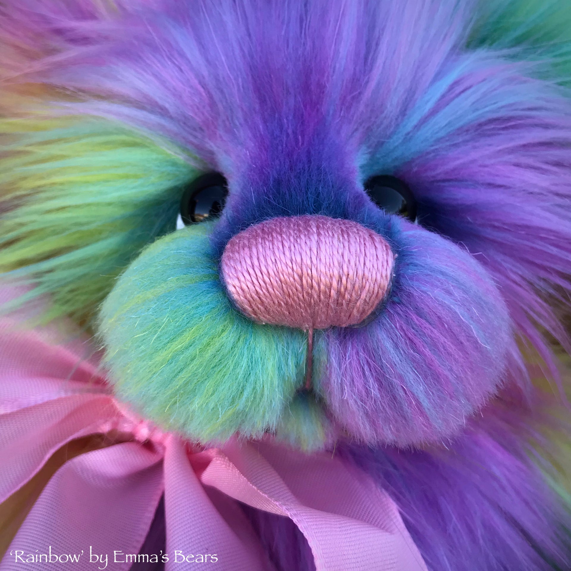 Rainbow - 13" faux fur Artist Bear by Emma's Bears - OOAK