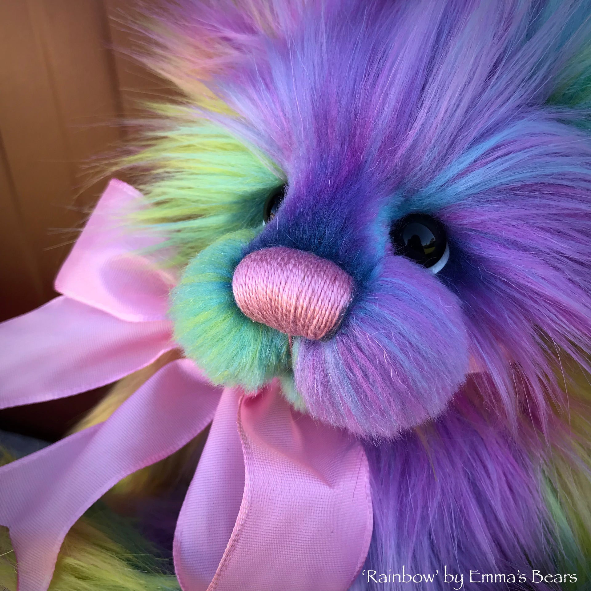 Rainbow - 13" faux fur Artist Bear by Emma's Bears - OOAK