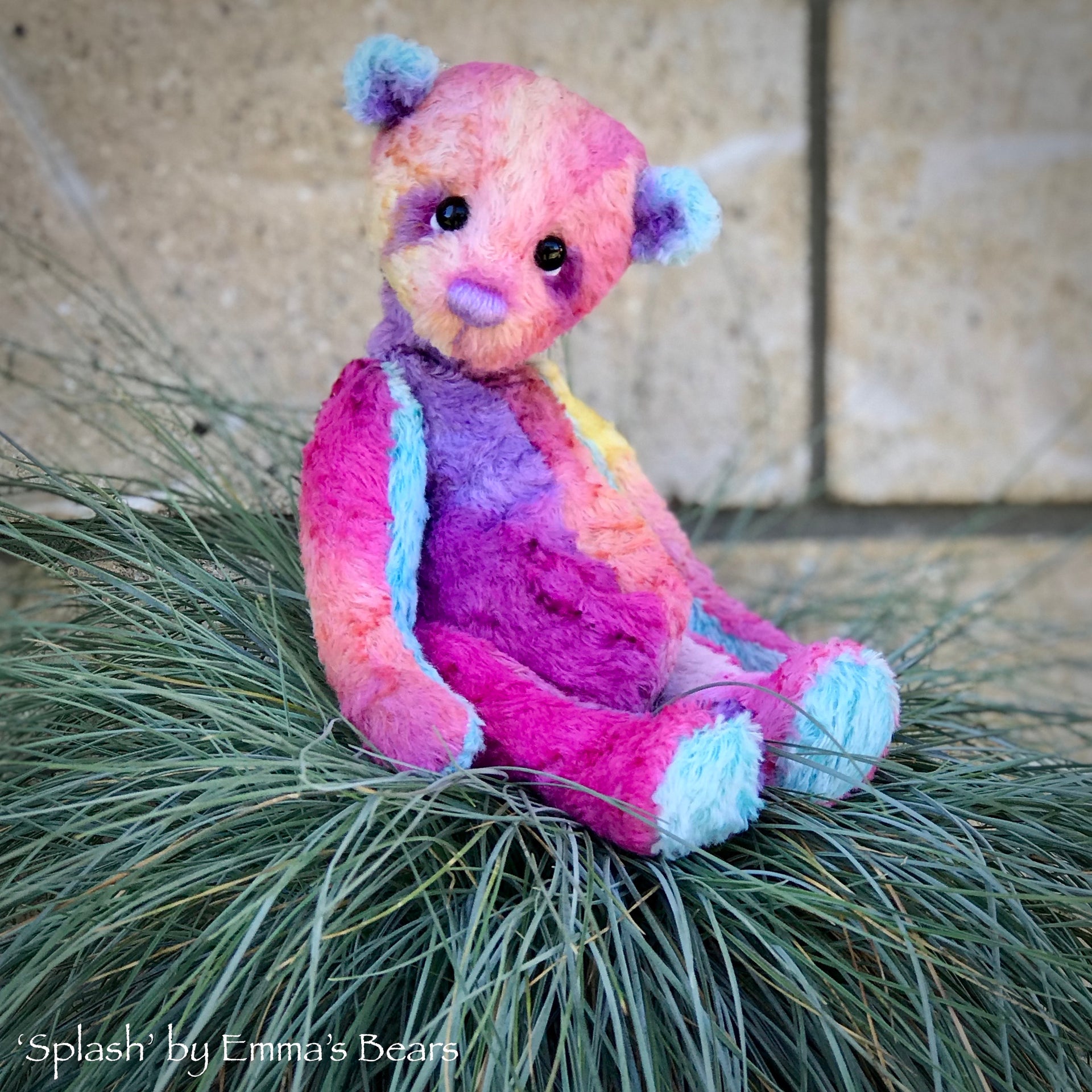 Splash - 8" Hand-Dyed Viscose Artist Bear by Emma's Bears - OOAK