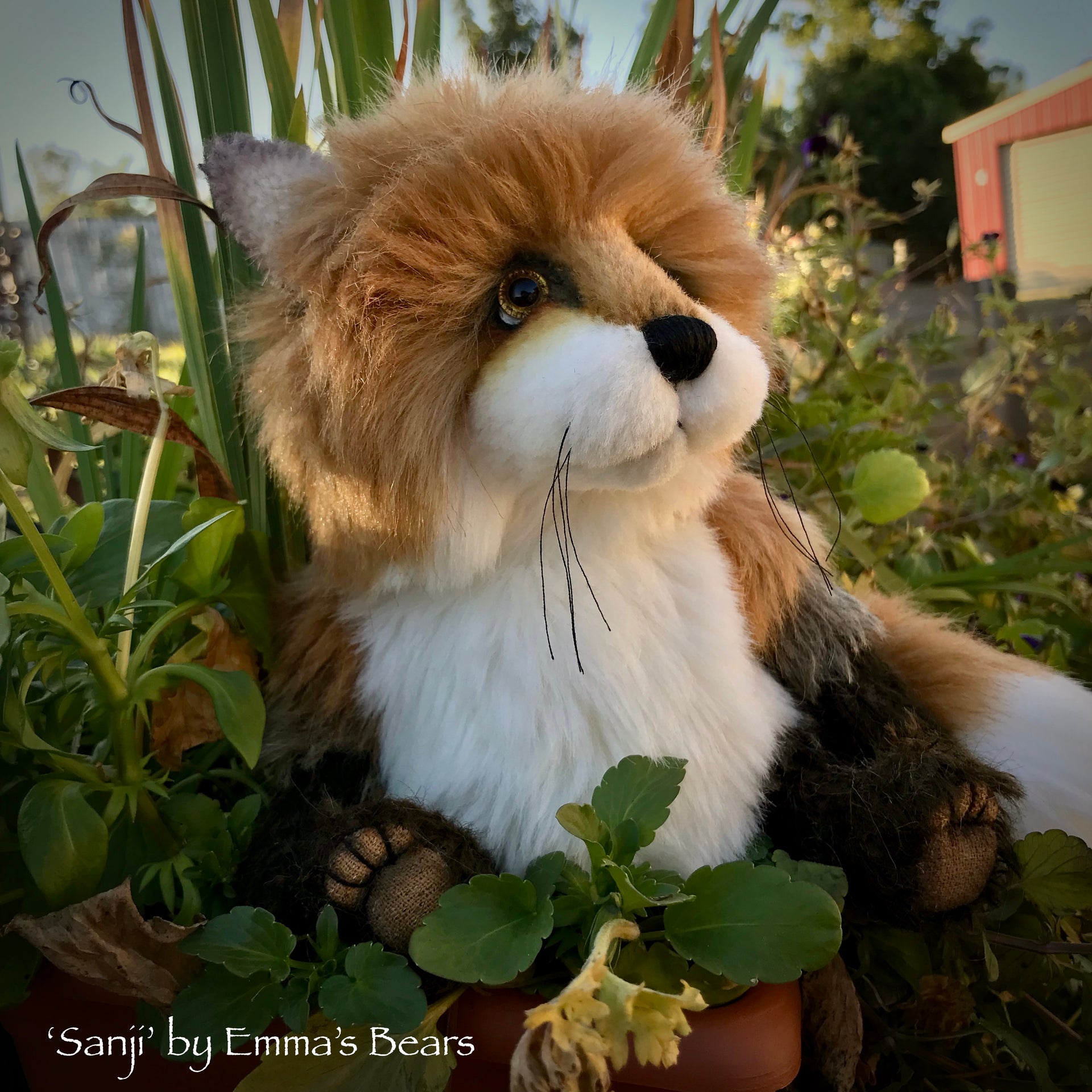 Sanji - 9" Artist Soft Sculpture Fox by Emma's Bears - OOAK