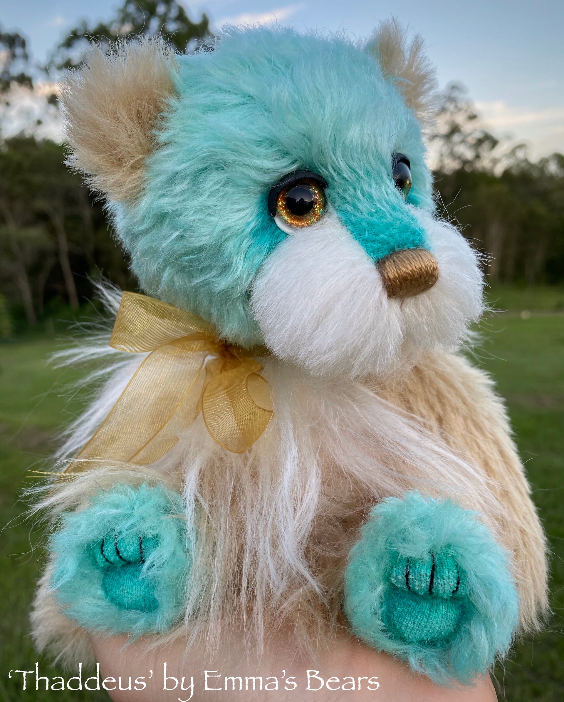 Thaddeus - 8" Hand Dyed Mohair, Alpaca and Viscose Artist Bear by Emma's Bears - OOAK