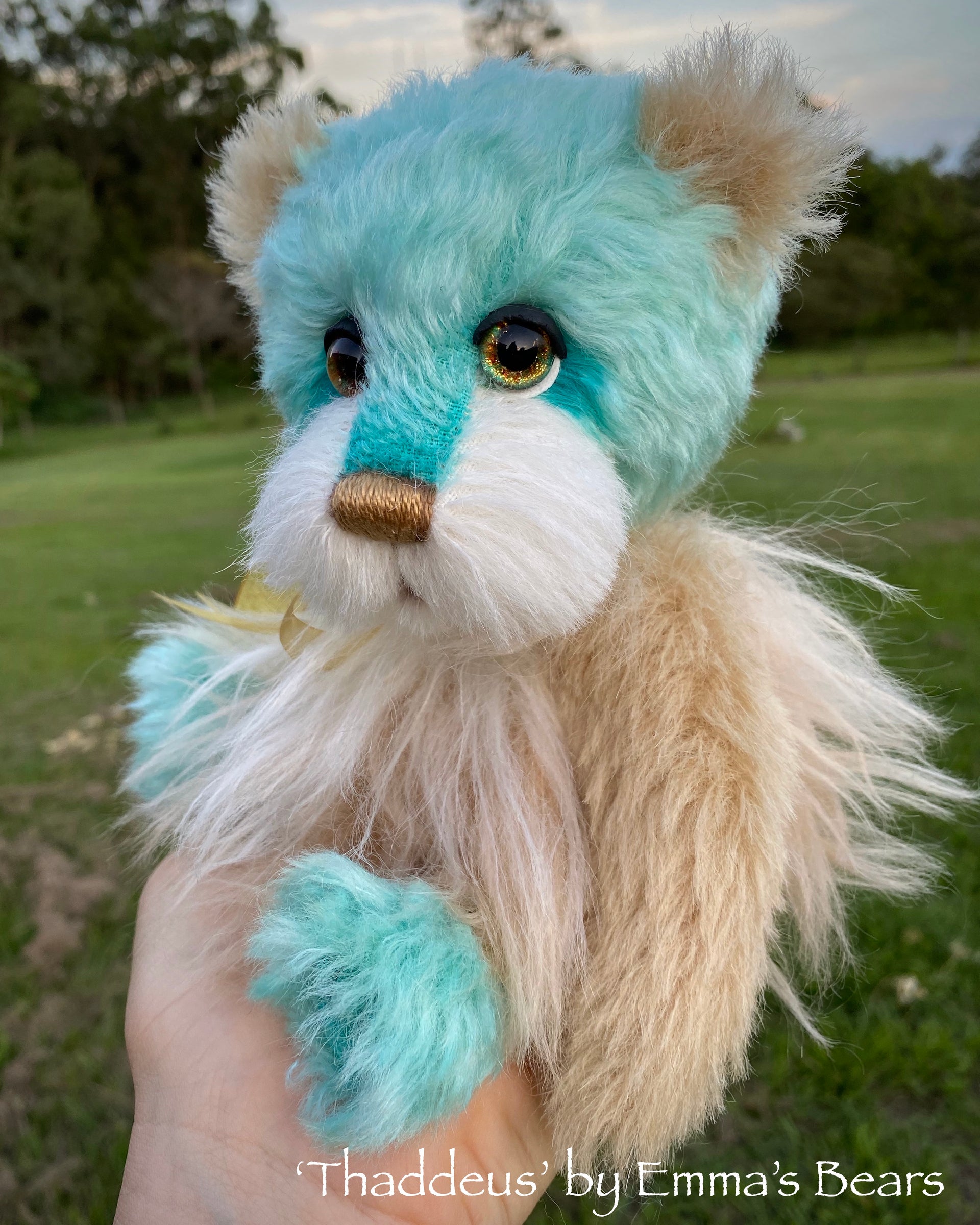 Thaddeus - 8" Hand Dyed Mohair, Alpaca and Viscose Artist Bear by Emma's Bears - OOAK