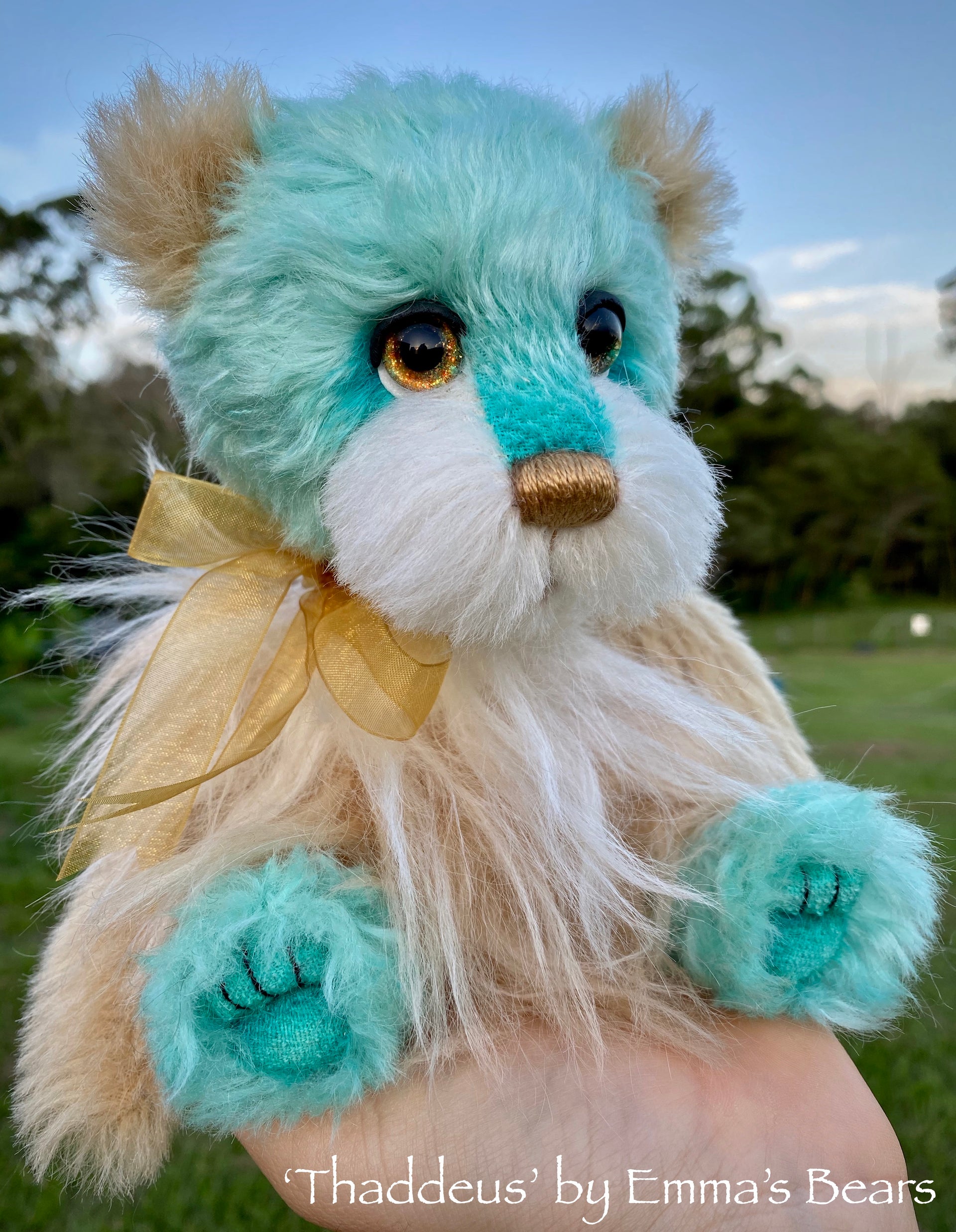 Thaddeus - 8" Hand Dyed Mohair, Alpaca and Viscose Artist Bear by Emma's Bears - OOAK