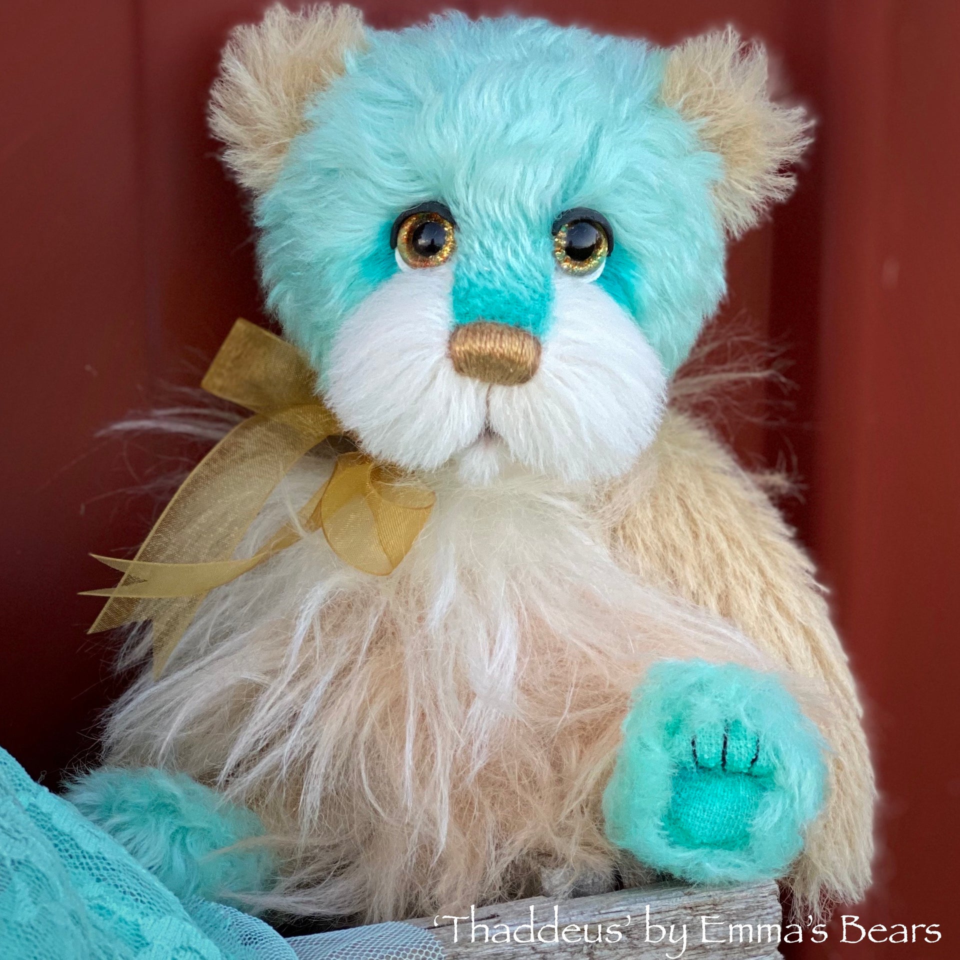Thaddeus - 8" Hand Dyed Mohair, Alpaca and Viscose Artist Bear by Emma's Bears - OOAK