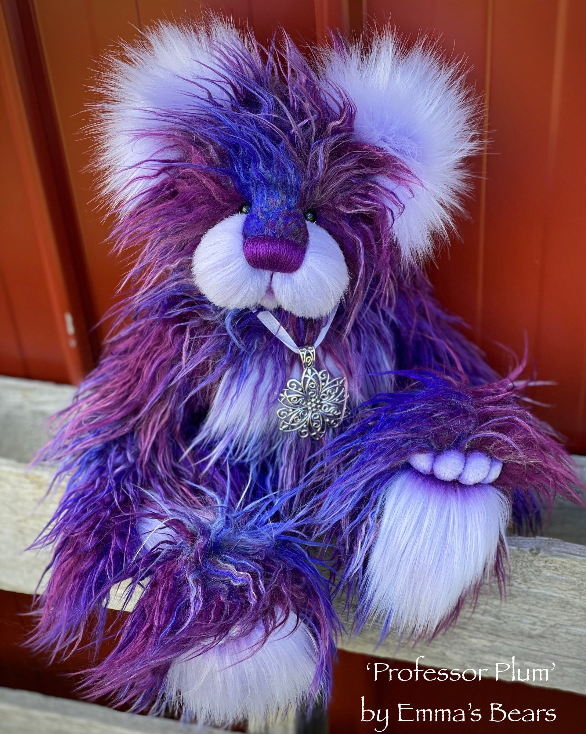 Professor Plum - 15IN faux fur bear by Emmas Bears - OOAK