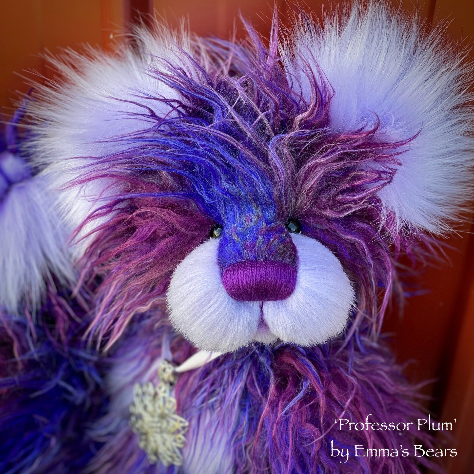 Professor Plum - 15IN faux fur bear by Emmas Bears - OOAK