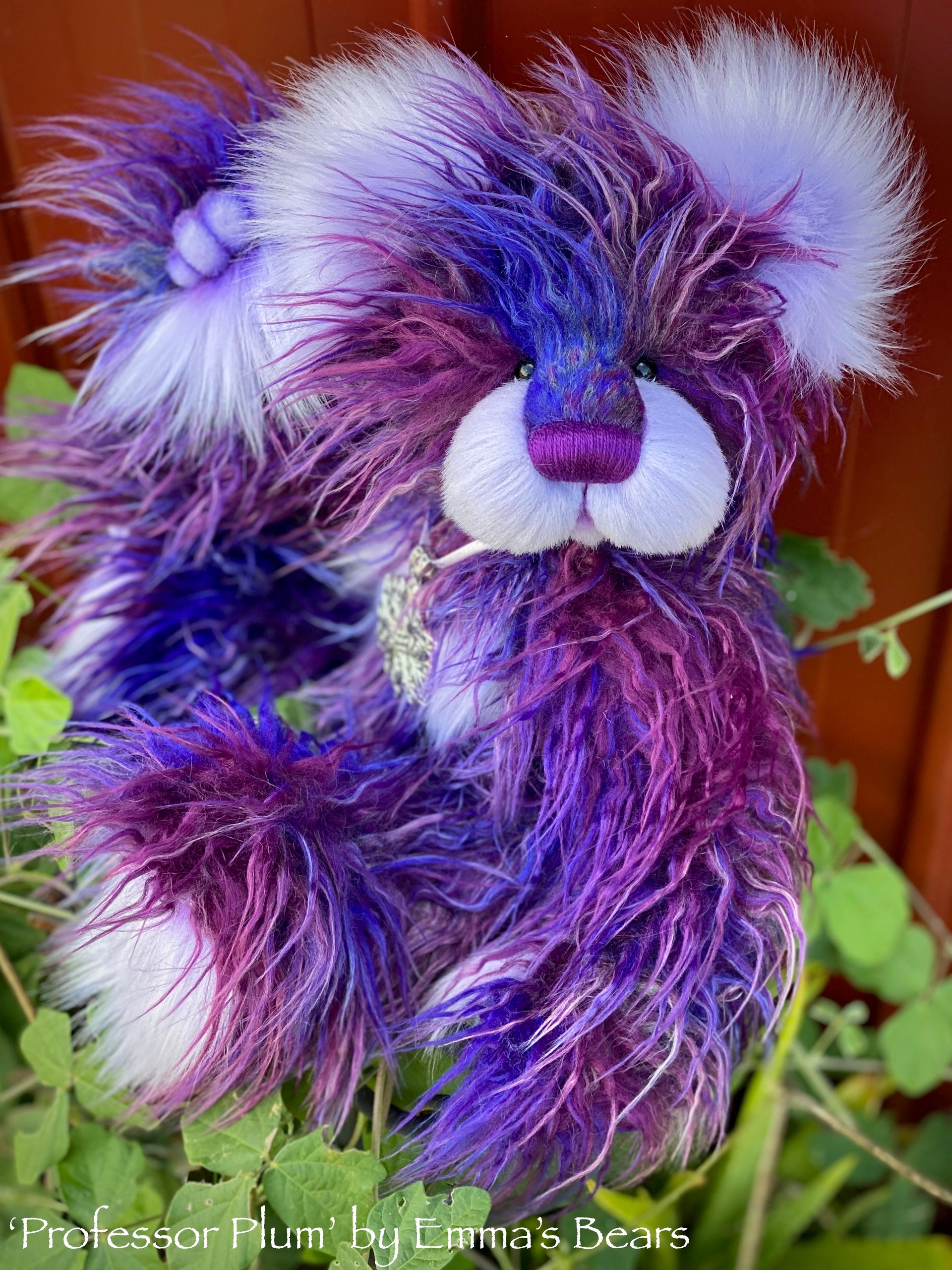 Professor Plum - 15IN faux fur bear by Emmas Bears - OOAK