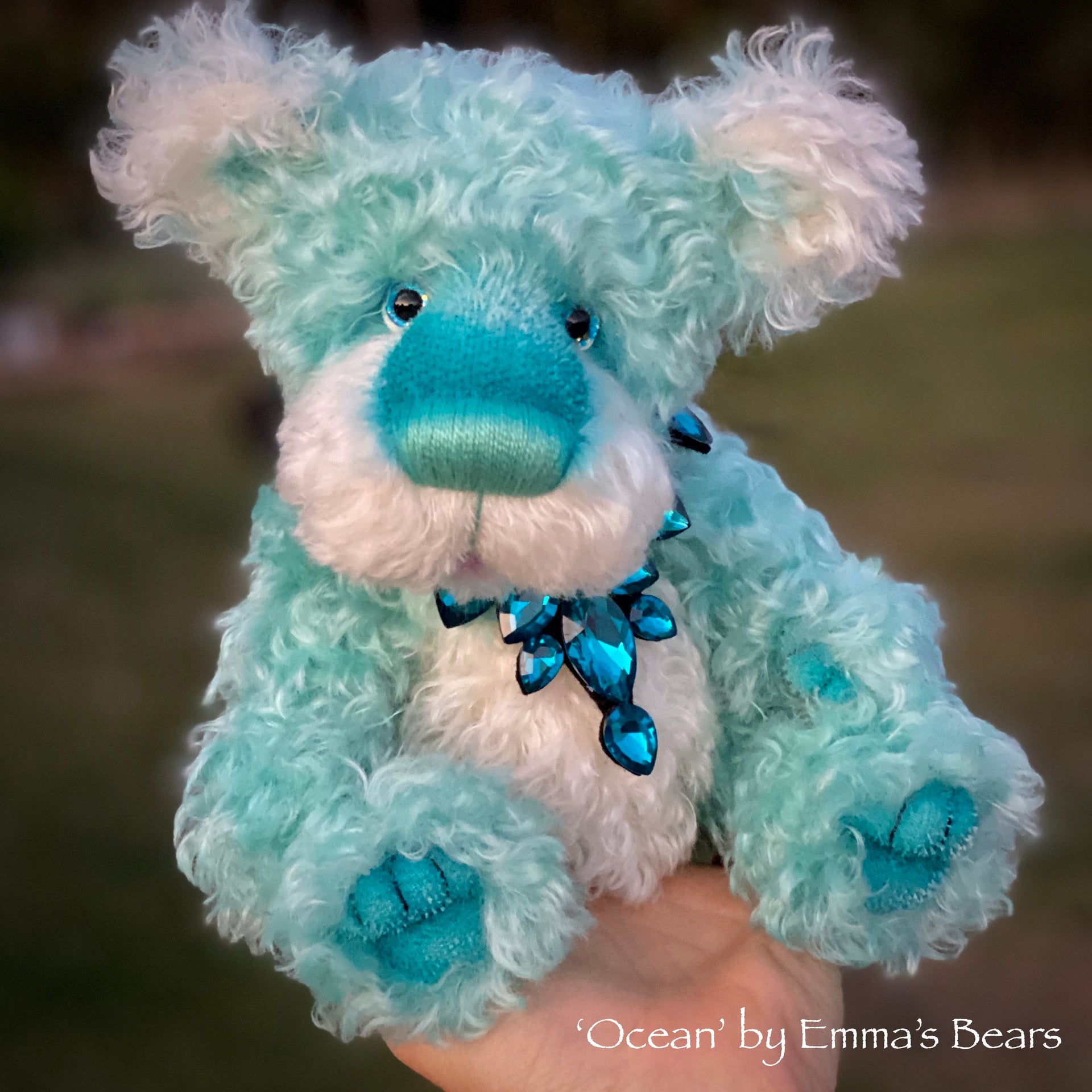 Ocean - 11" Hand Dyed Kid Mohair Artist Bear by Emma's Bears - OOAK