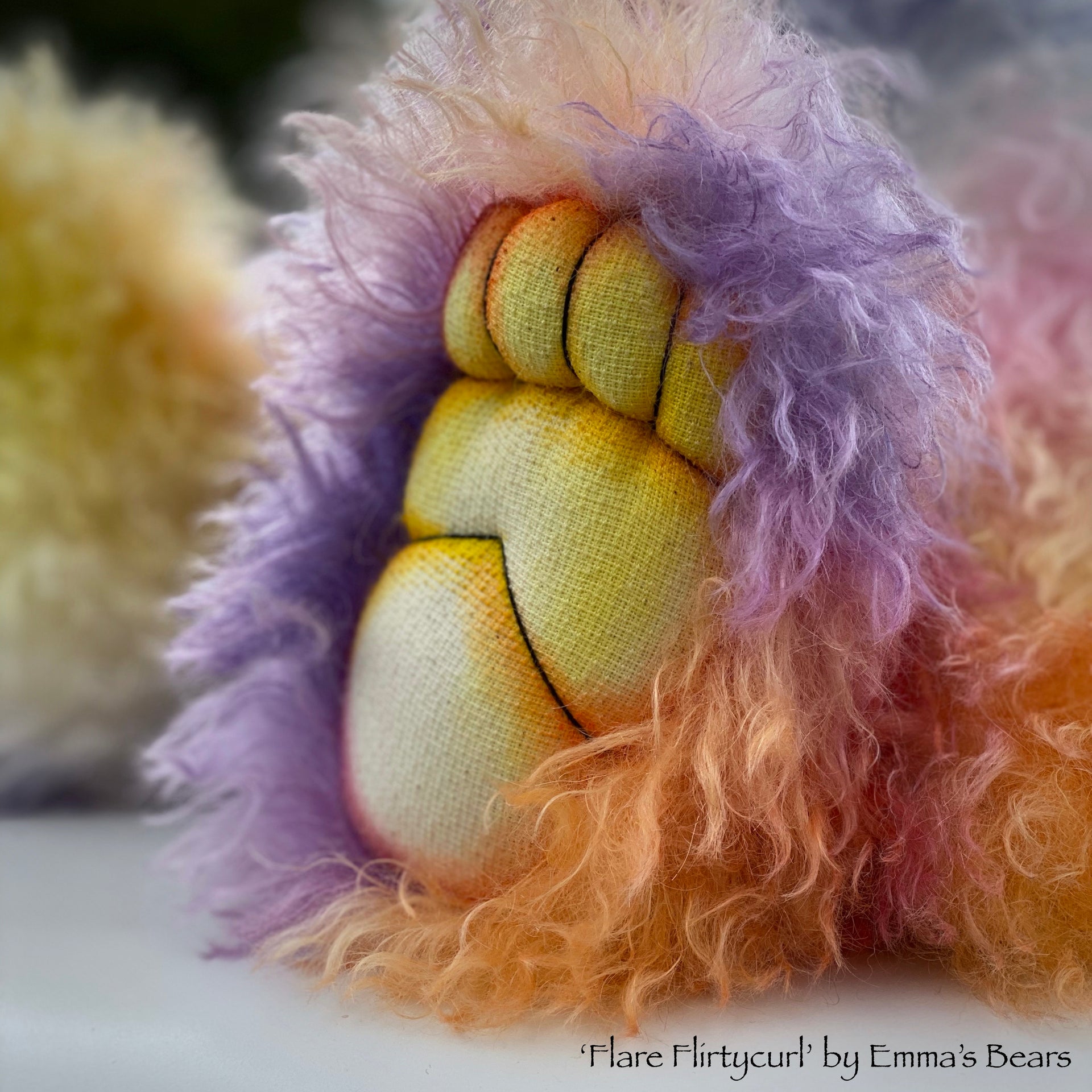 Flare Flirtycurl - 23IN hand dyed rainbow mohair bear by Emmas Bears - OOAK