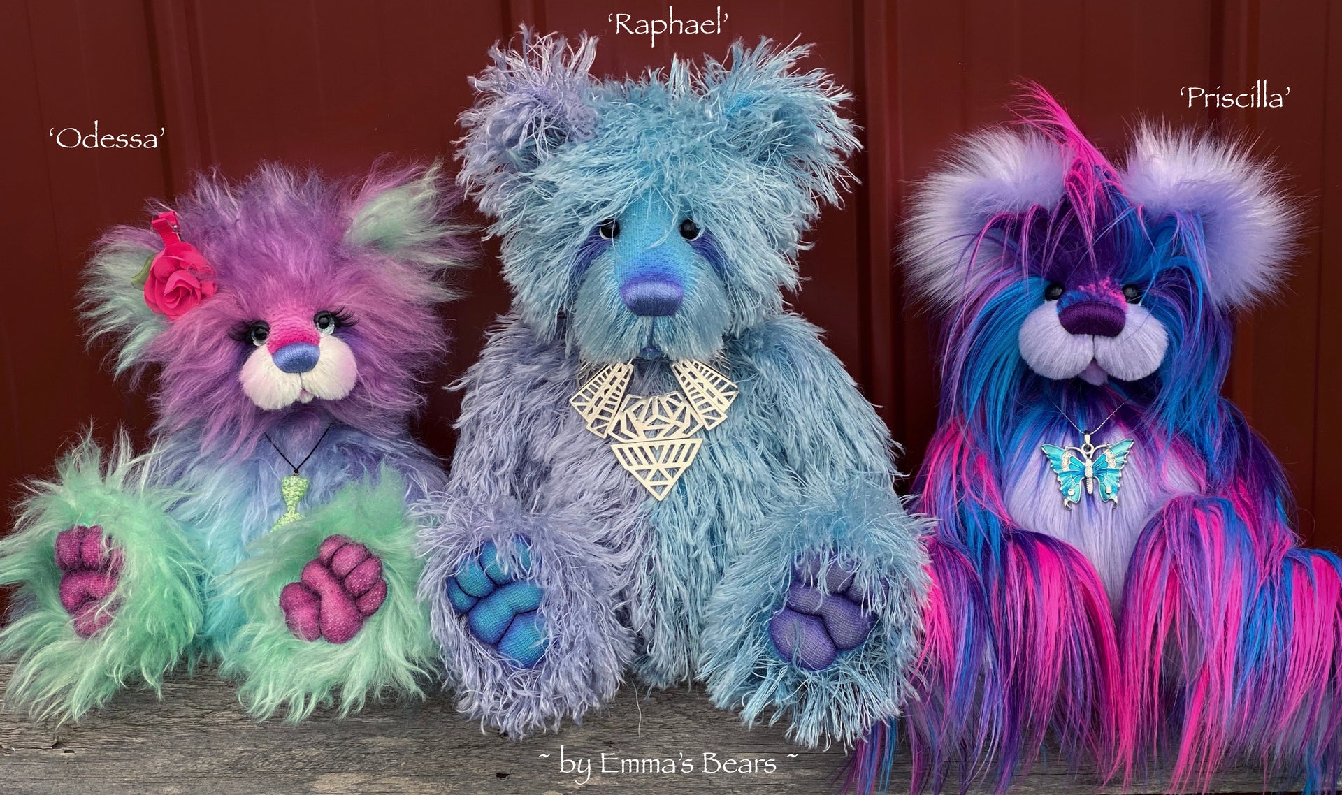 Raphael - 17IN hand dyed string mohair bear by Emmas Bears - OOAK