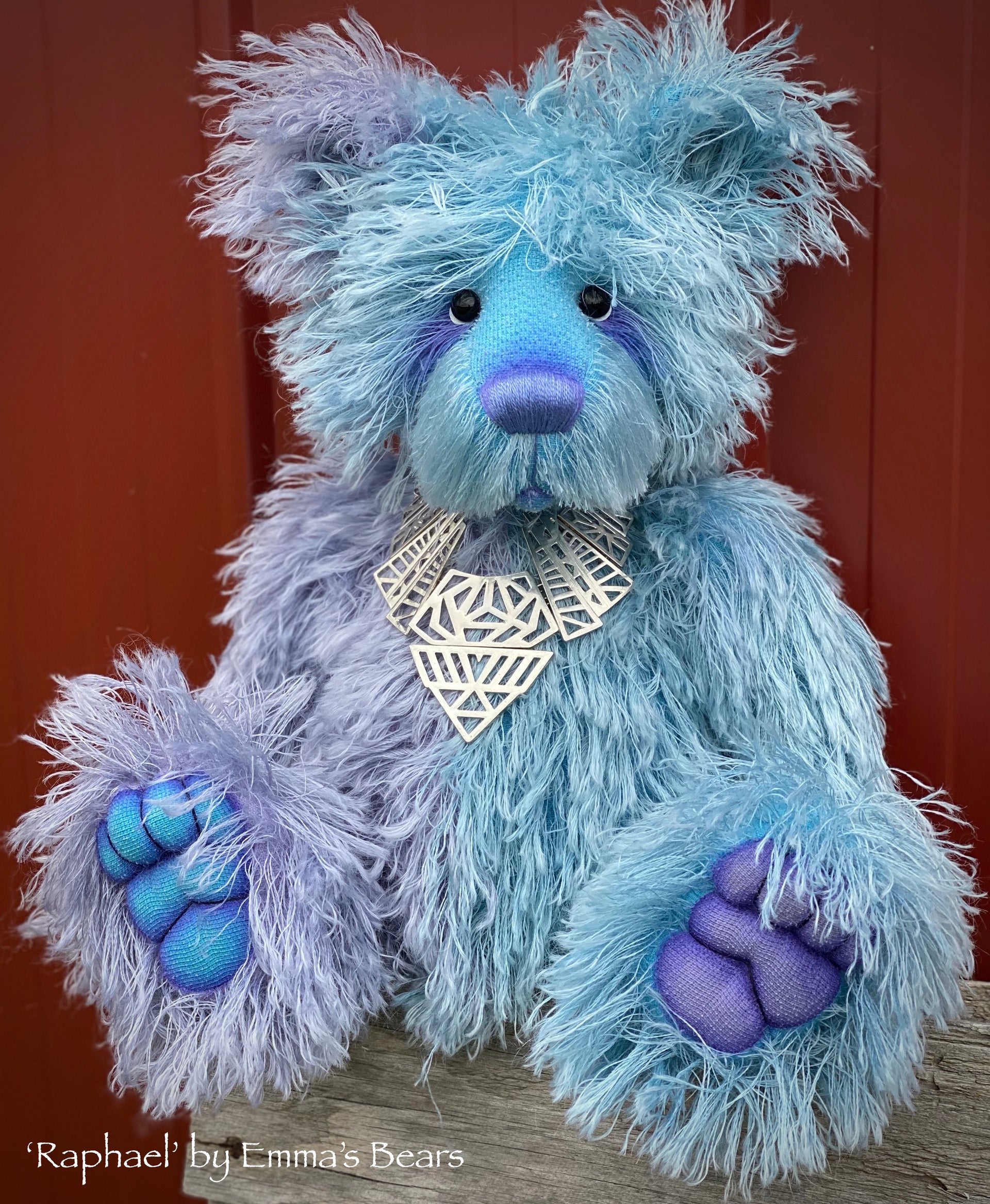 Raphael - 17IN hand dyed string mohair bear by Emmas Bears - OOAK