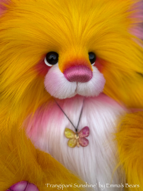 Frangipani Sunshine - 15" faux fur Artist Bear by Emma's Bears - OOAK