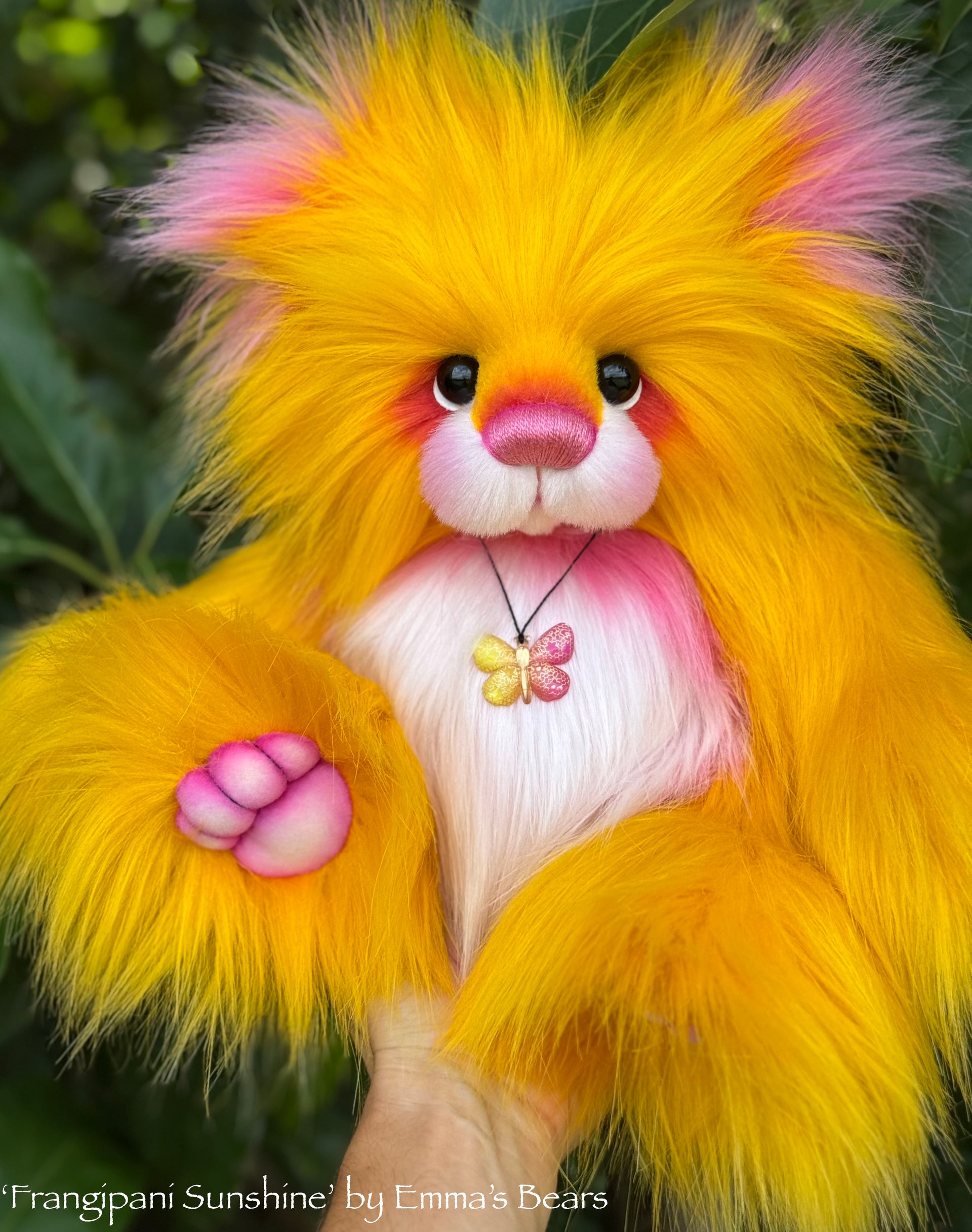 Frangipani Sunshine - 15" faux fur Artist Bear by Emma's Bears - OOAK