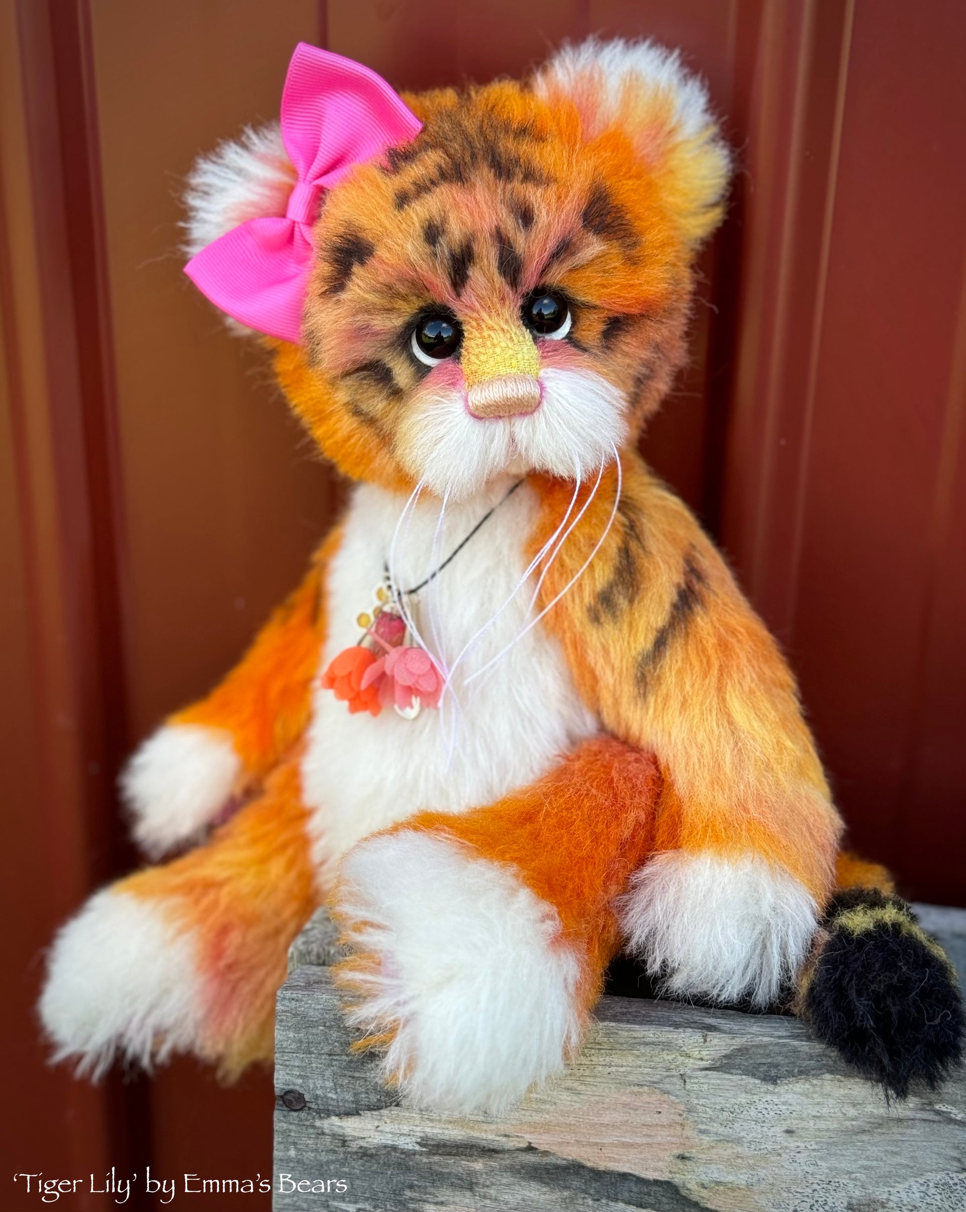 Tiger Lily - 12" Hand-dyed alpaca artist Tiger Teddy by Emma's Bears - OOAK