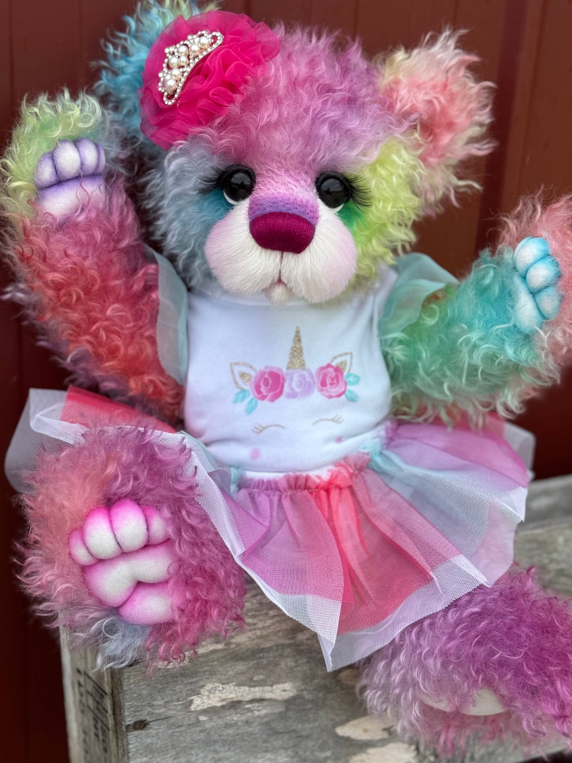 Fenella Figbutton - 18" Hand-dyed Curlylocks Mohair Artist Bear by Emma's Bears - OOAK