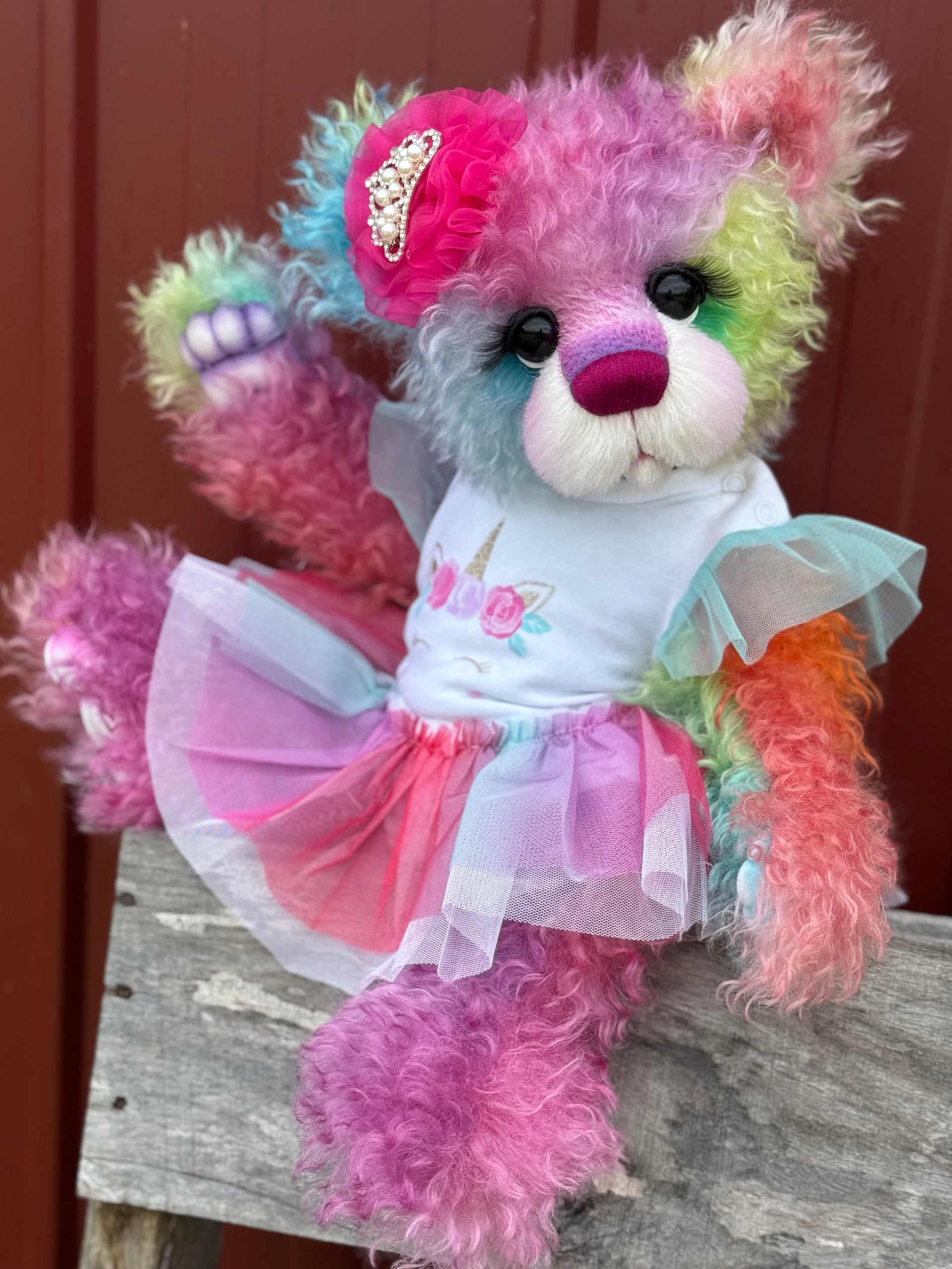 Fenella Figbutton - 18" Hand-dyed Curlylocks Mohair Artist Bear by Emma's Bears - OOAK