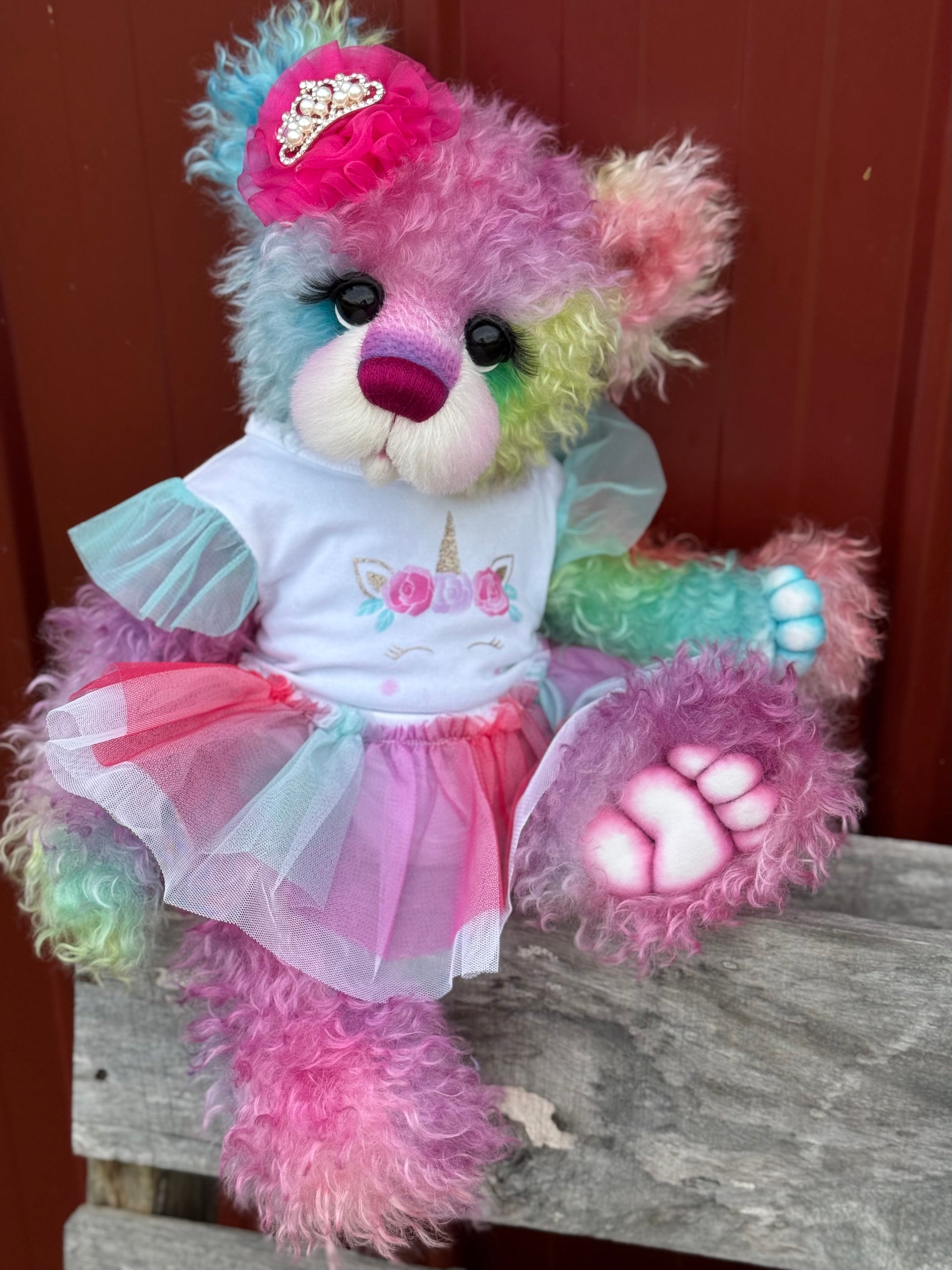 Fenella Figbutton - 18" Hand-dyed Curlylocks Mohair Artist Bear by Emma's Bears - OOAK