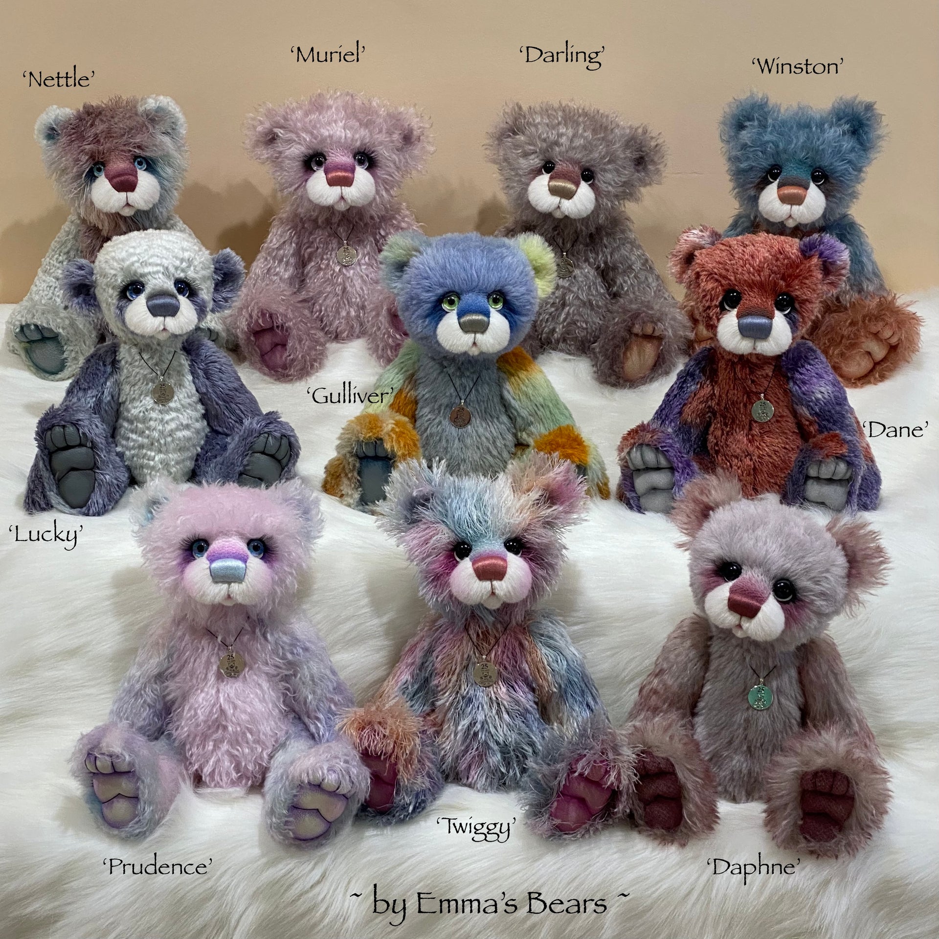 Lucky - 16" SPECIAL 25th Anniversary Collection Hand-dyed mohair Artist Bear by Emmas Bears - OOAK