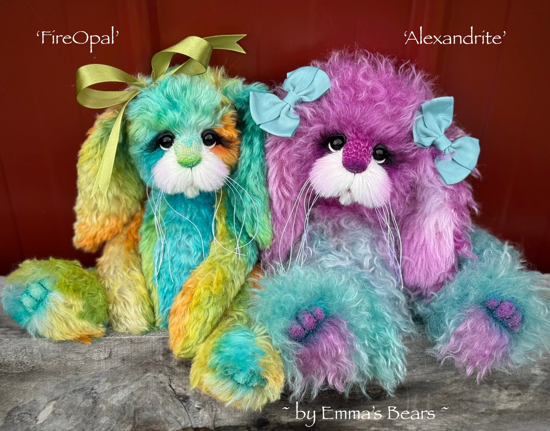 FireOpal - 12" Hand-Dyed Mohair Bunny by Emma's Bears - OOAK