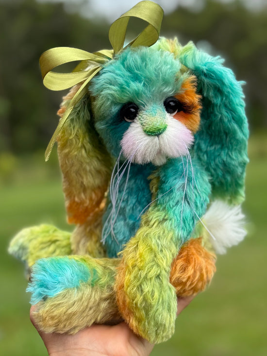 FireOpal - 12" Hand-Dyed Mohair Bunny by Emma's Bears - OOAK