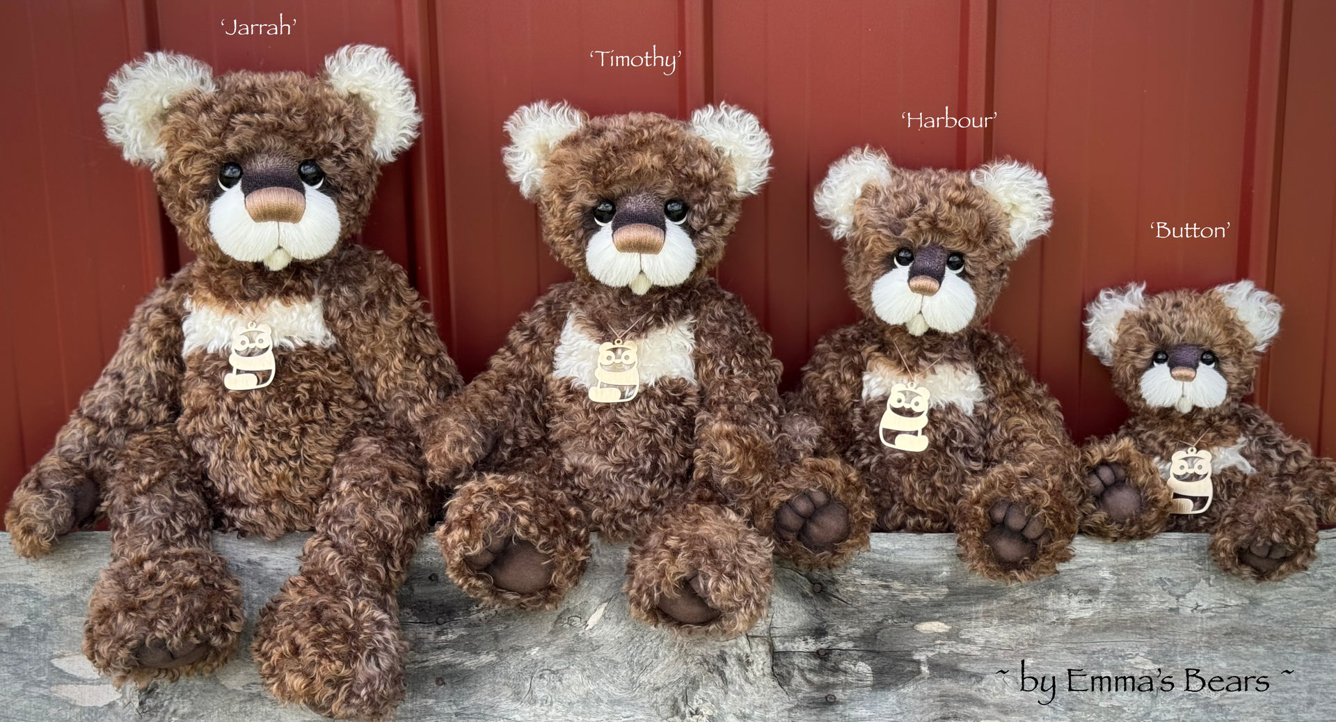 Button - 12" Hand-dyed curly kid mohair Artist Bear by Emma's Bears - OOAK