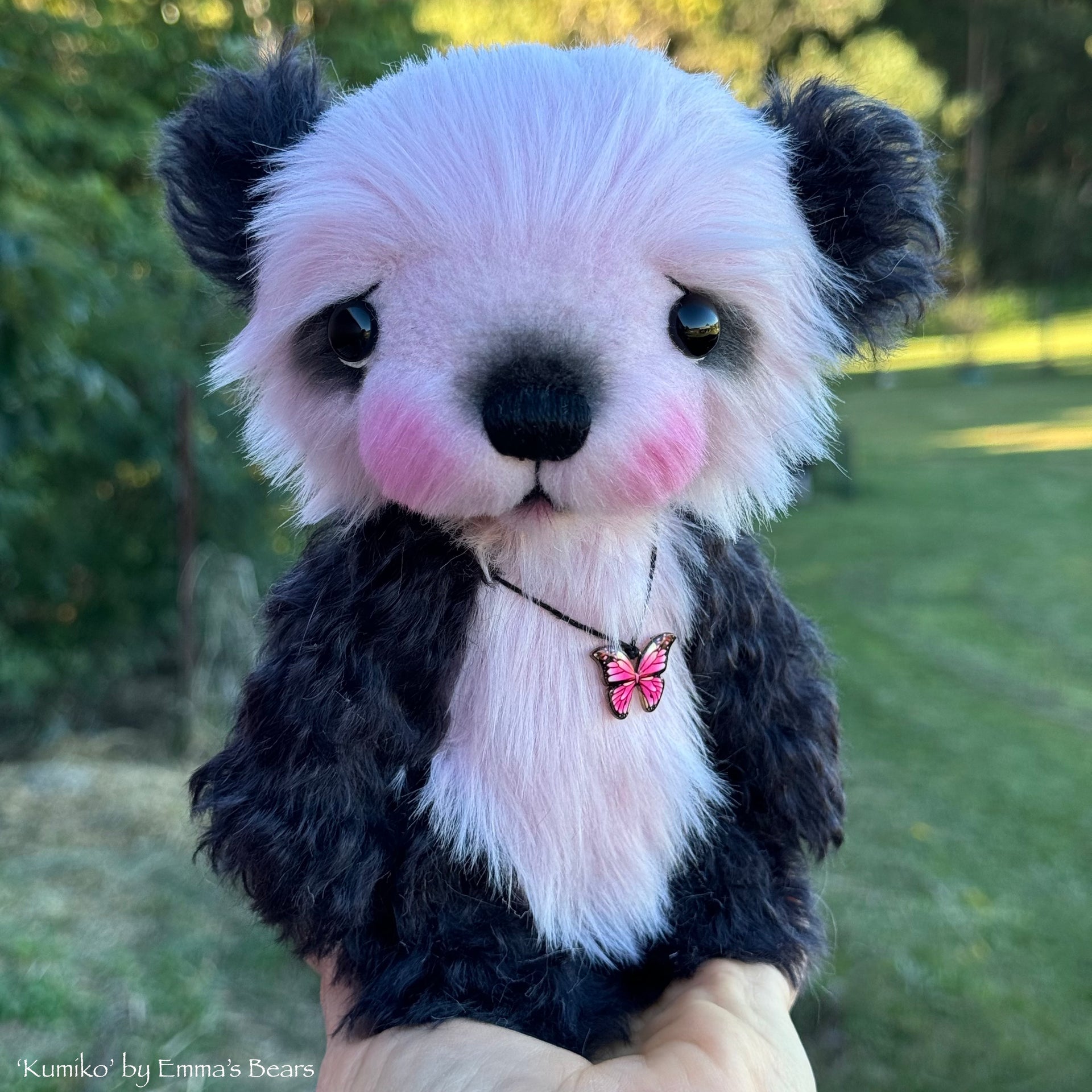 Kumiko - 7" Kid mohair and faux fur Artist Panda Bear by Emma's Bears - OOAK