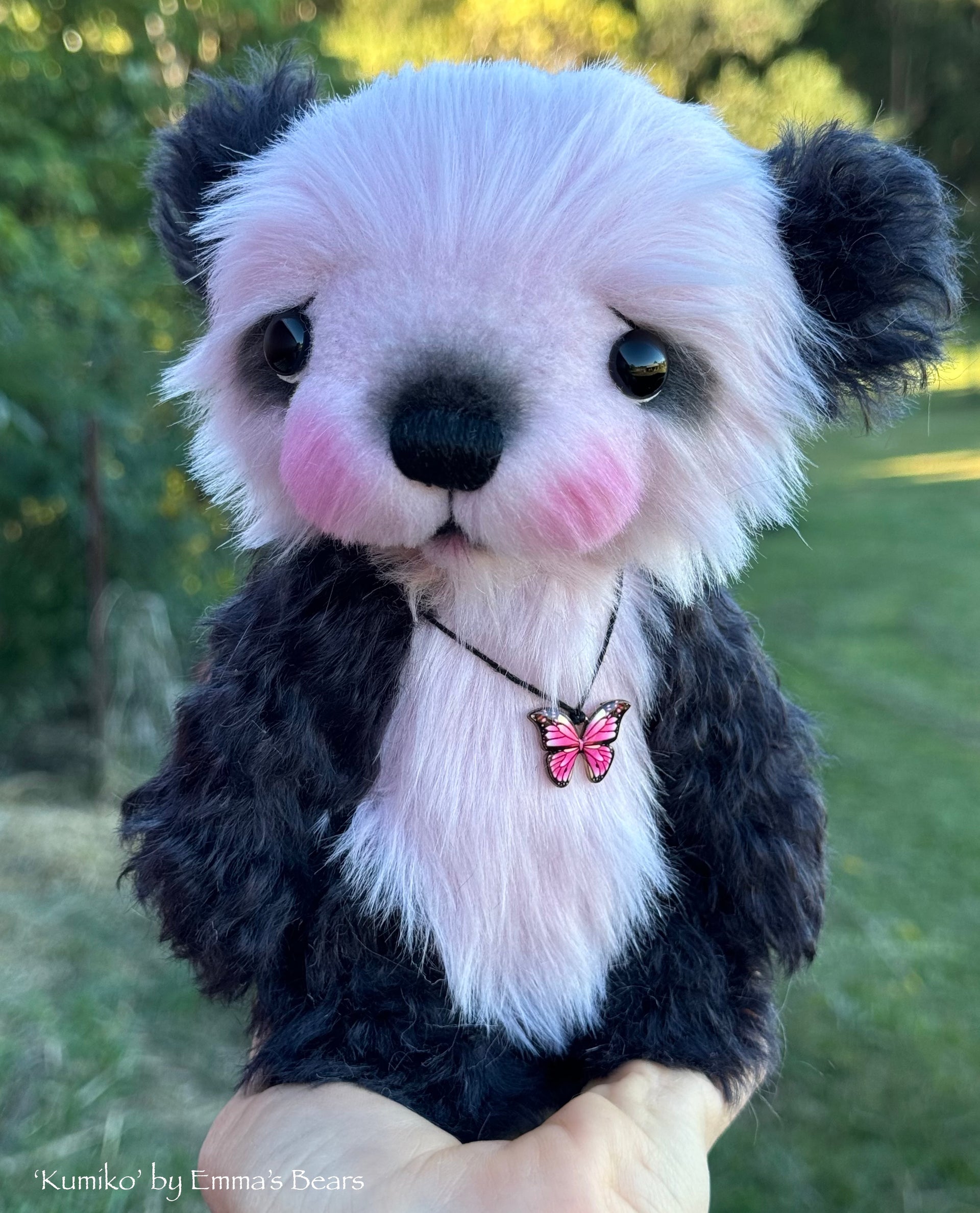 Kumiko - 7" Kid mohair and faux fur Artist Panda Bear by Emma's Bears - OOAK