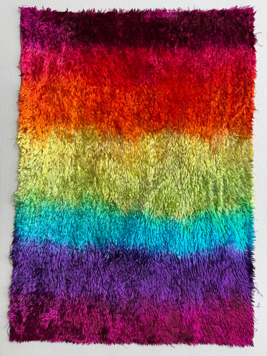 Curly Viscose - Hand Dyed Dark Rainbow - Fat 1/8m - FEB007