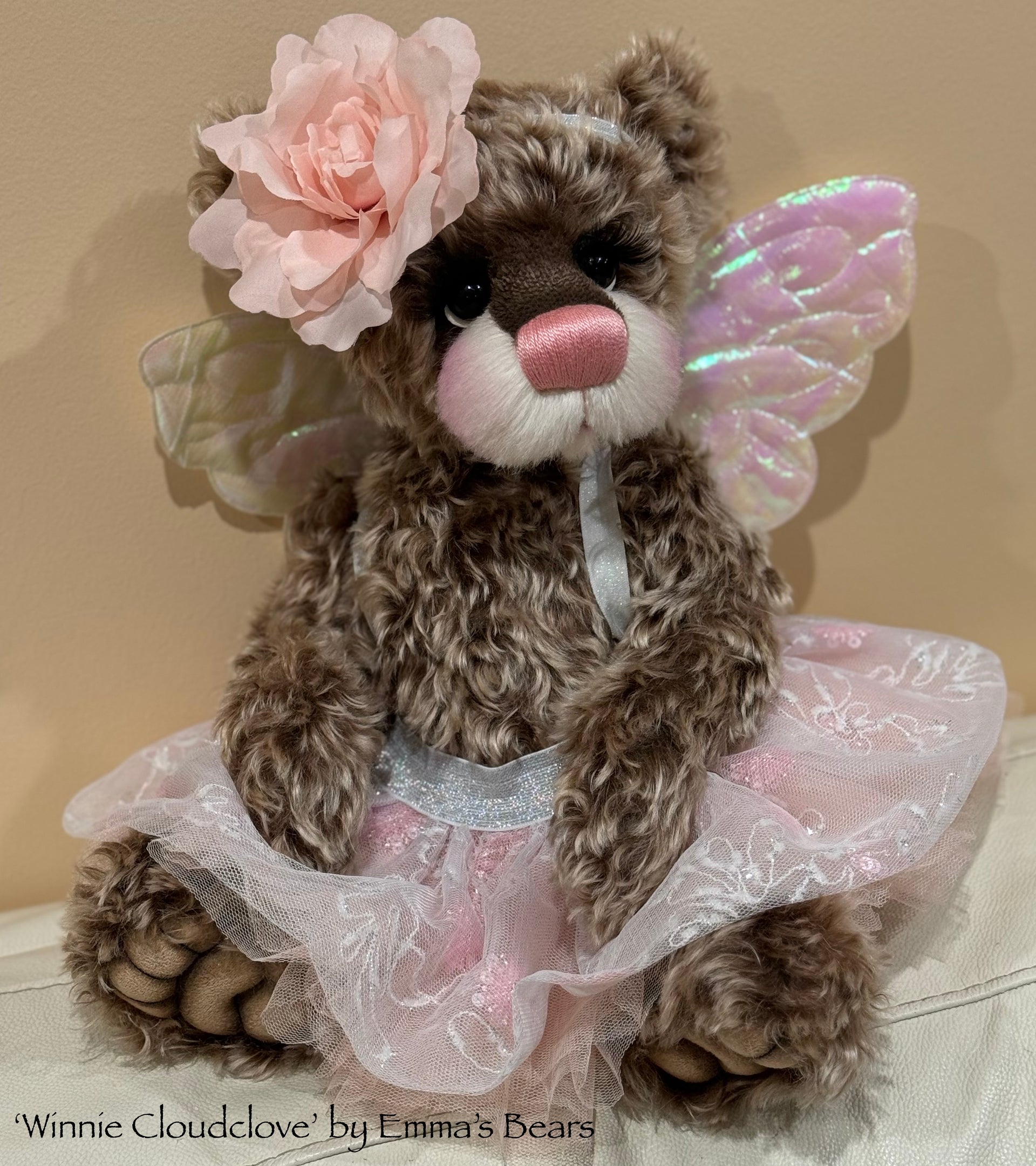 Winnie Cloudclove - 18" Curly Tipped Mohair Artist Fairy Bear by Emma's Bears - OOAK