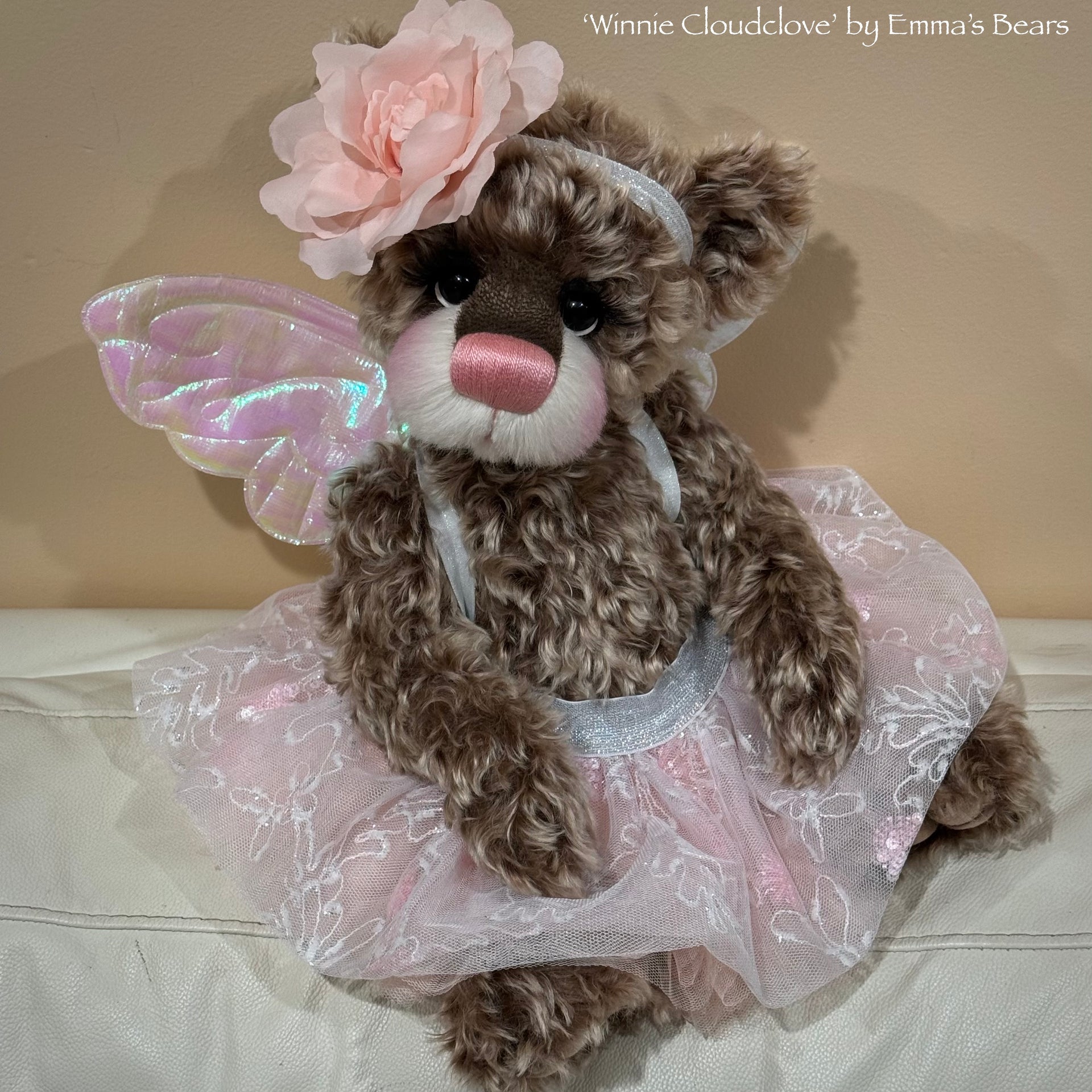 Winnie Cloudclove - 18" Curly Tipped Mohair Artist Fairy Bear by Emma's Bears - OOAK