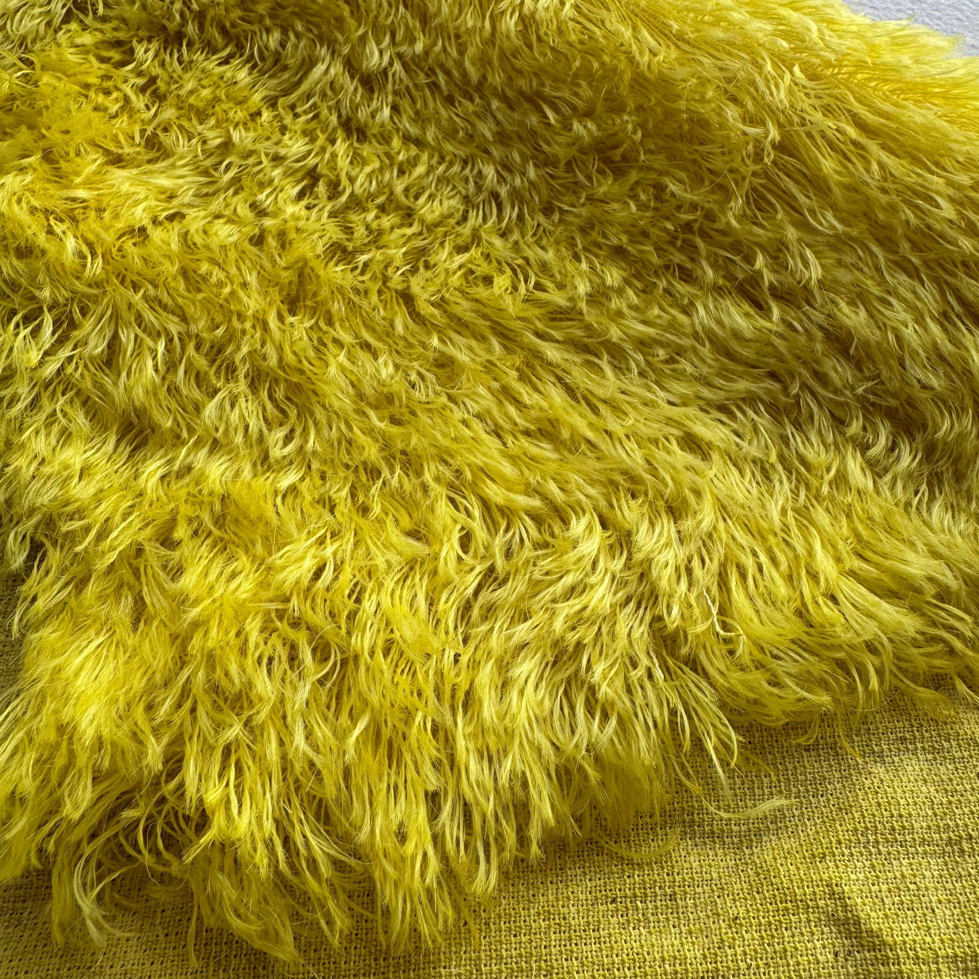 25mm String Mohair - Hand Dyed Bright Yellow - Fat 1/8m - FEB020