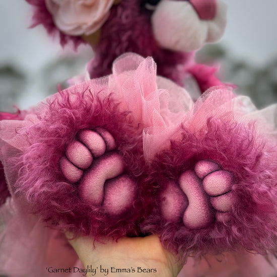 Garnet Daylily - 18" Hand-dyed Curlylocks Mohair Artist Fairy Bear by Emma's Bears - OOAK